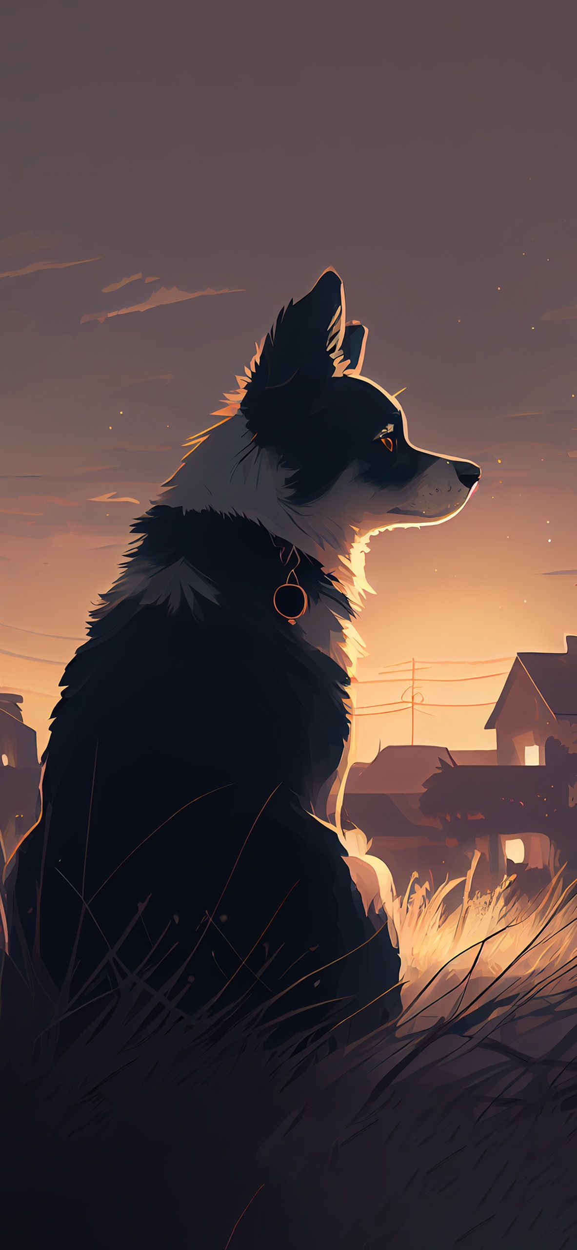 1183x2560 Dog Anime Background Wallpaper Aesthetic Wallpaper 4k