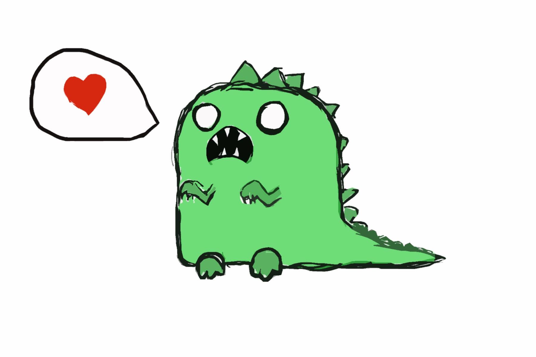 1800x1200 Download Cute Dinosaur Heart Speech Bubble Wallpaper