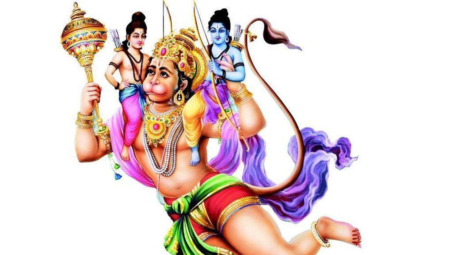 1920x1080 Hanuman Ram Lakshman In White Background HD Hanuman Wallpaper