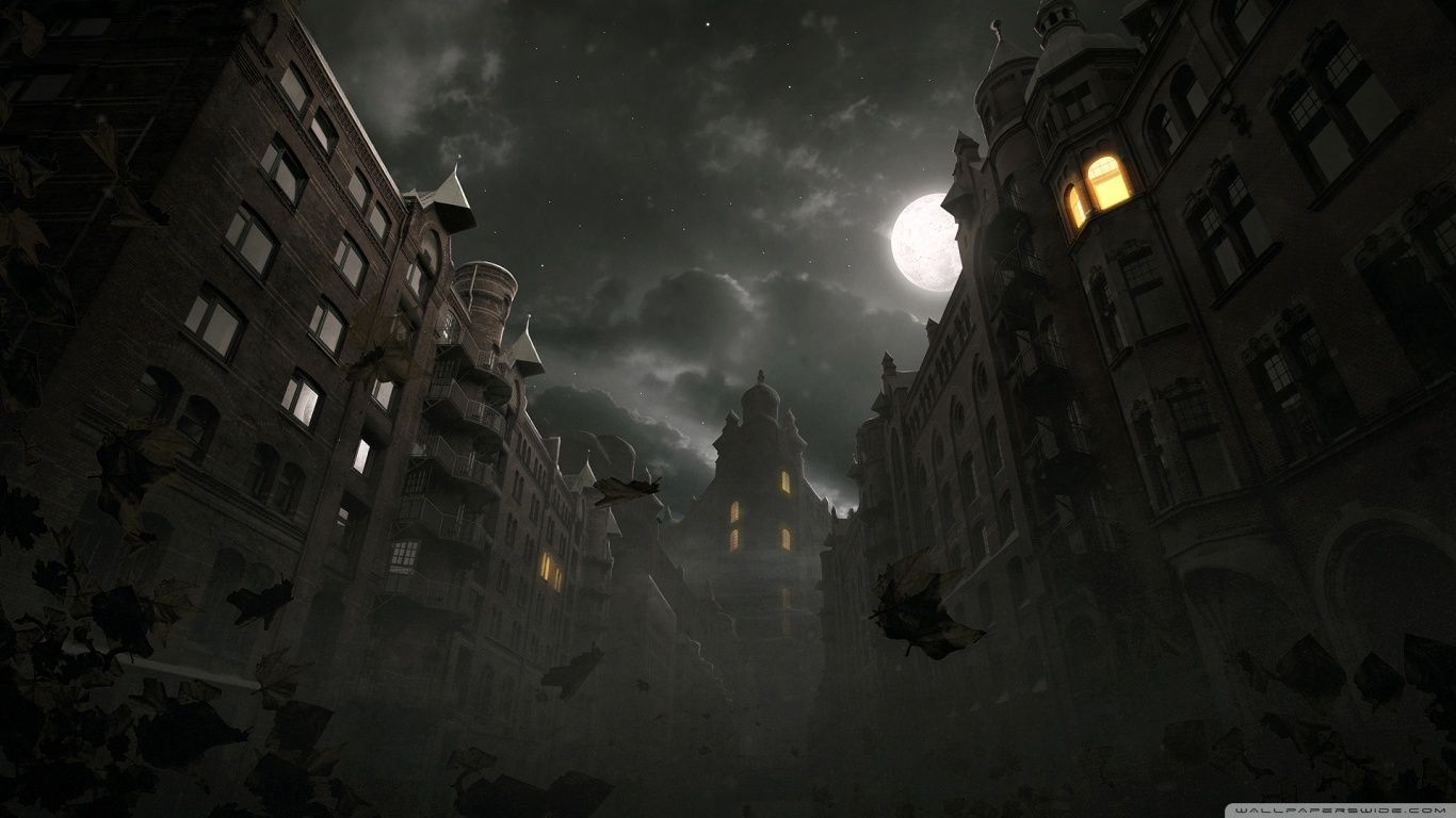 1366x768 Dark City Autumn Scene Ultra HD Desktop Background Wallpaper for 4K UHD TV : Widescreen & UltraWide Desktop & Laptop : Tablet