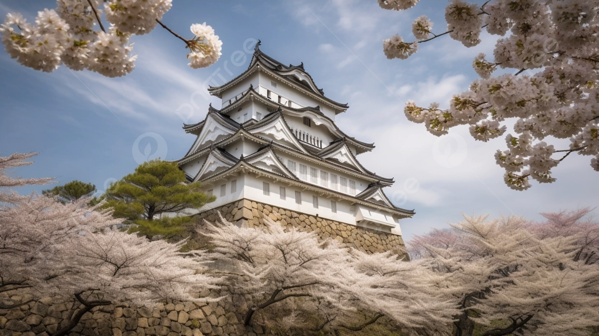 1200x673 Fondo Castillo Japonés Con Flores De Cerezo A Un Lado Fondo, Abril Hyogo Nuevas Torres De