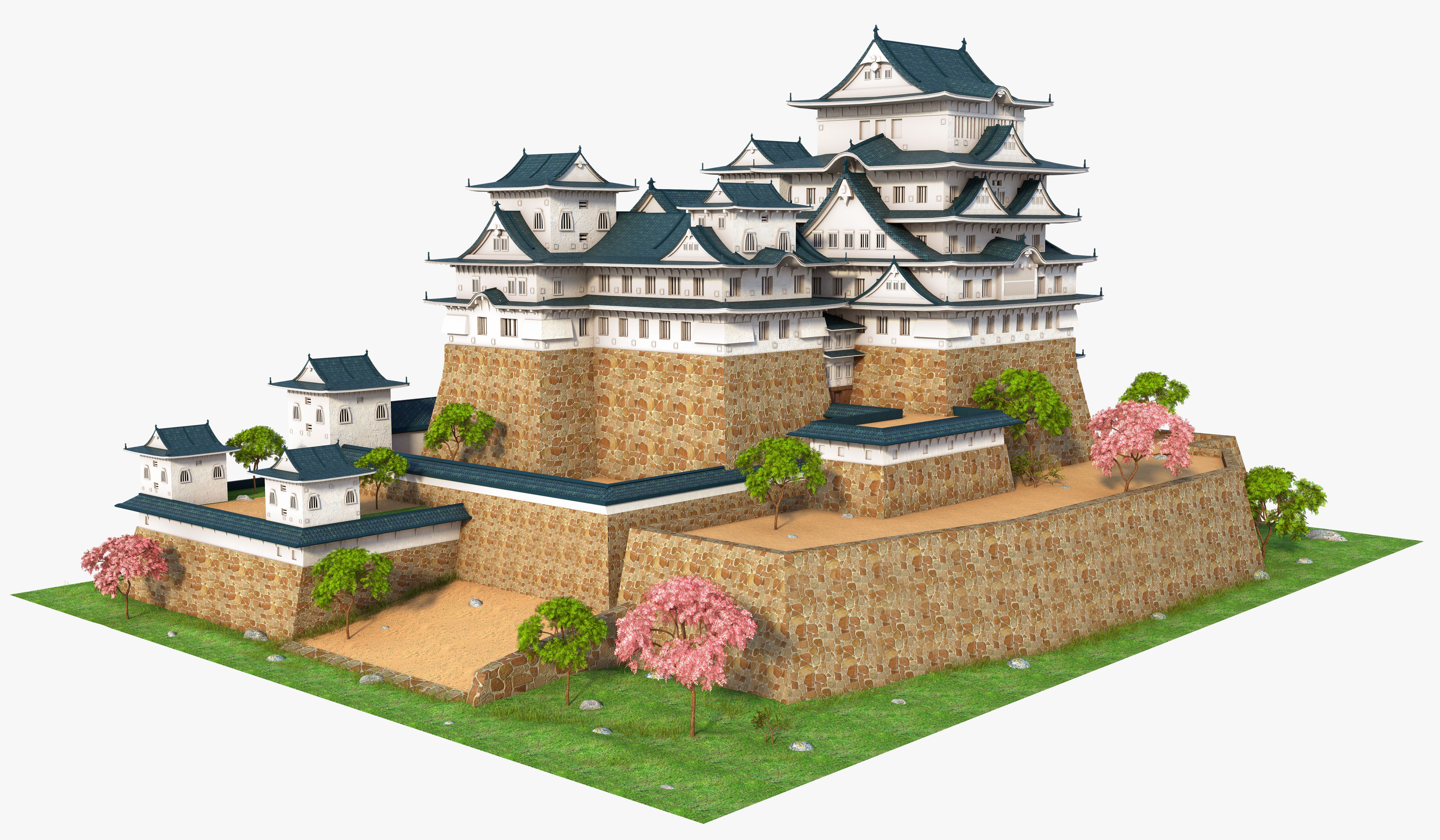 5256x3068 Castillo Himeji, Japón Modelo 3D $89 - .ma .fbx .max .obj .c4d
