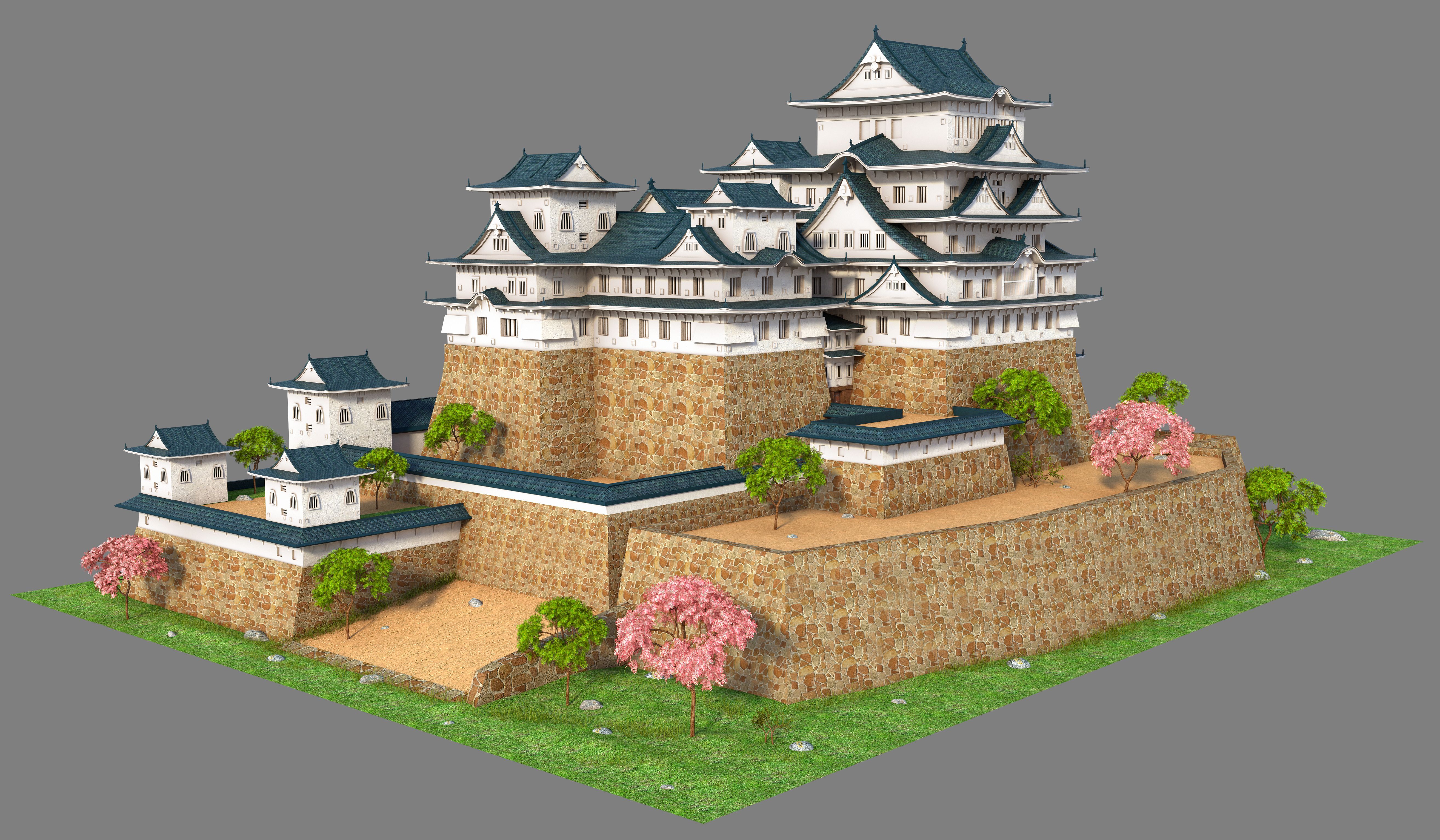 5256x3068 Castillo Himeji, Japón Modelo 3D $89 - .ma .fbx .max .obj .c4d
