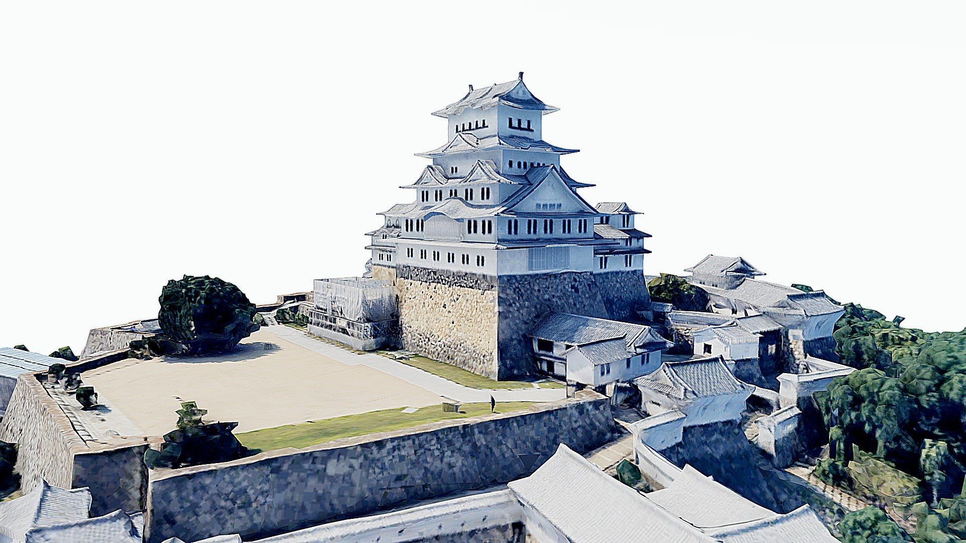 1920x1080 Himeji Castle, scan, map, japan model by SENSIET [45dcad8]