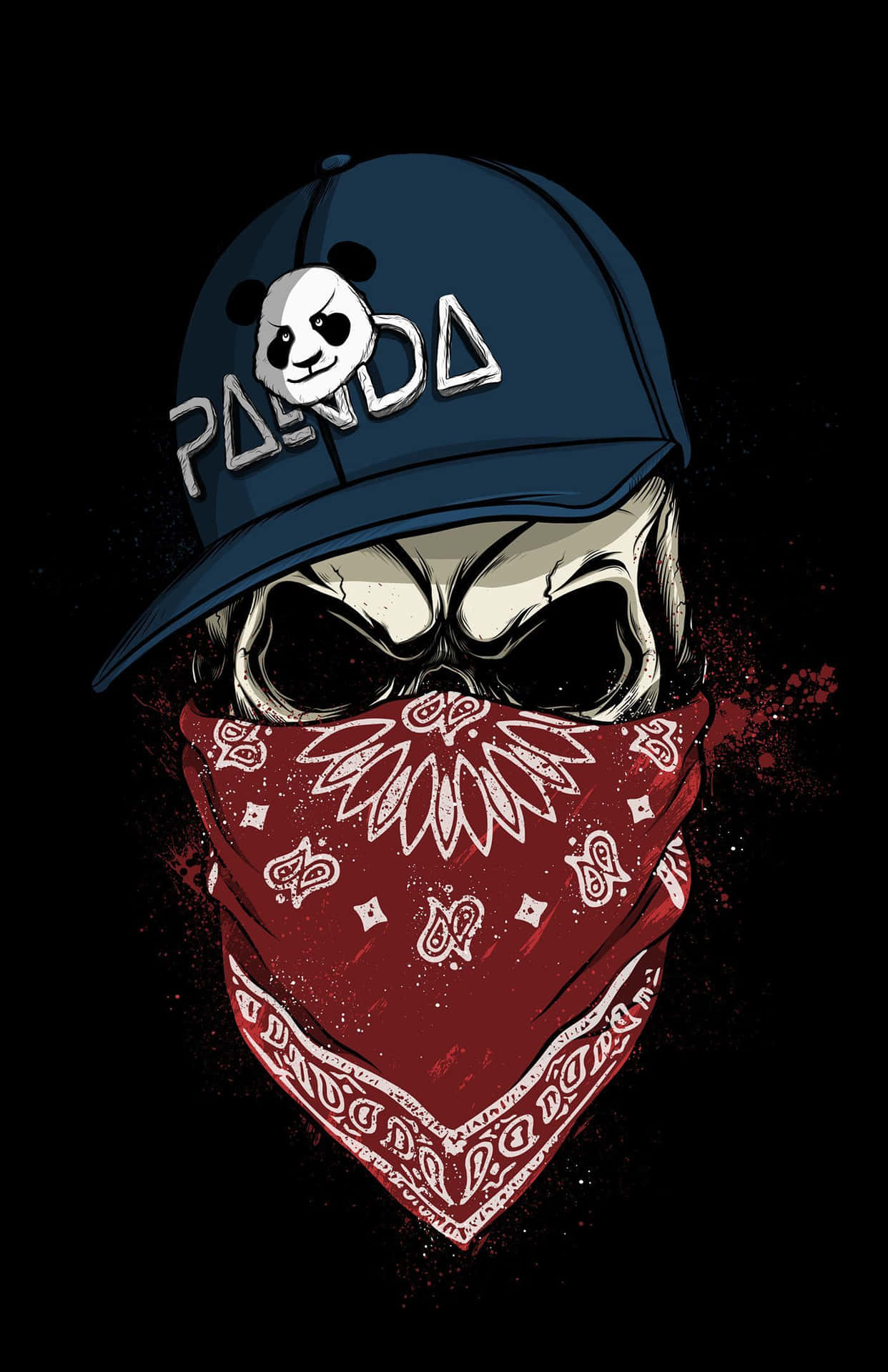 1242x1920 Download Dope Gangster Skull With Panda Cap Wallpaper