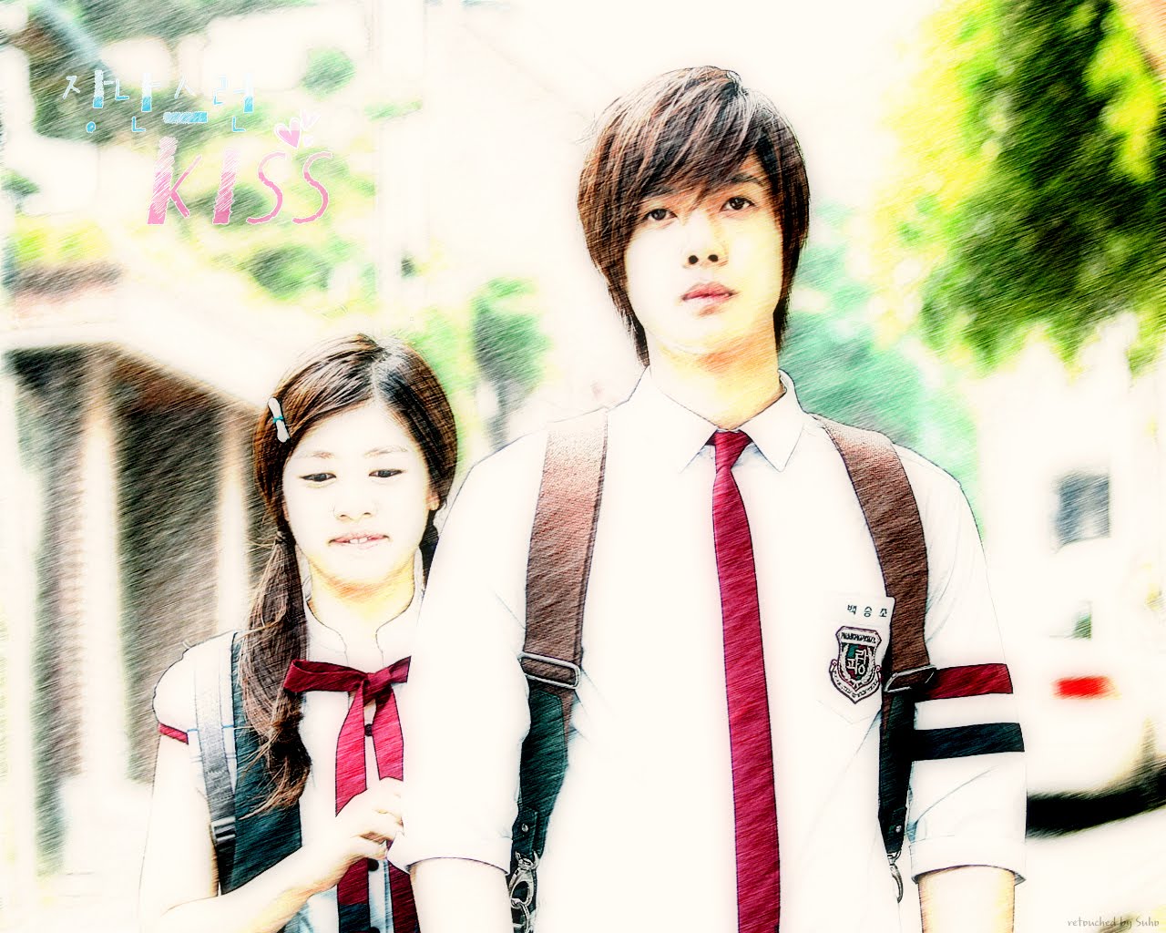 1280x1024 Kathy's Bench: Playful Kiss Wallies!