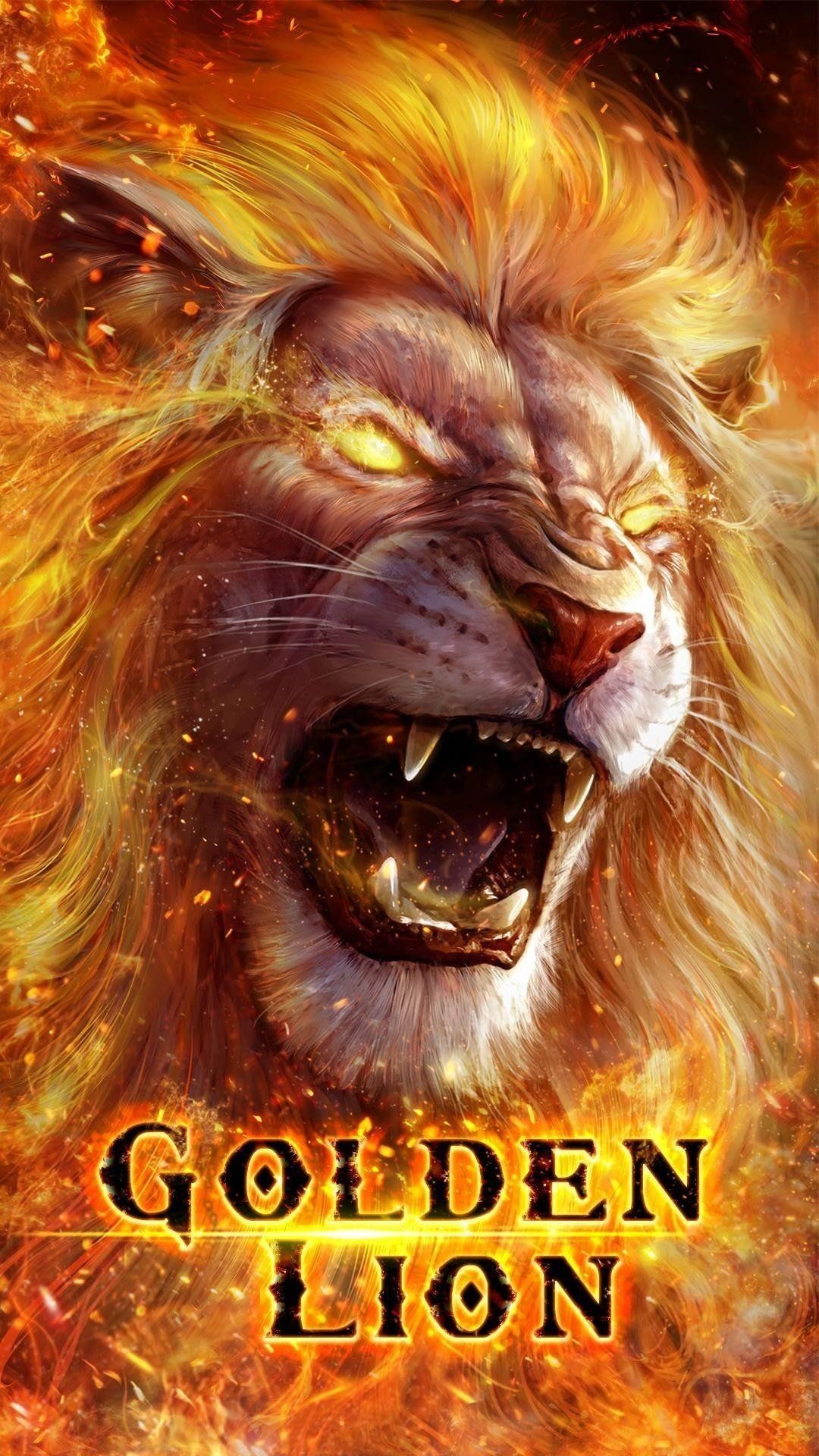 1080x1920 Golden lion Wallpaper Download