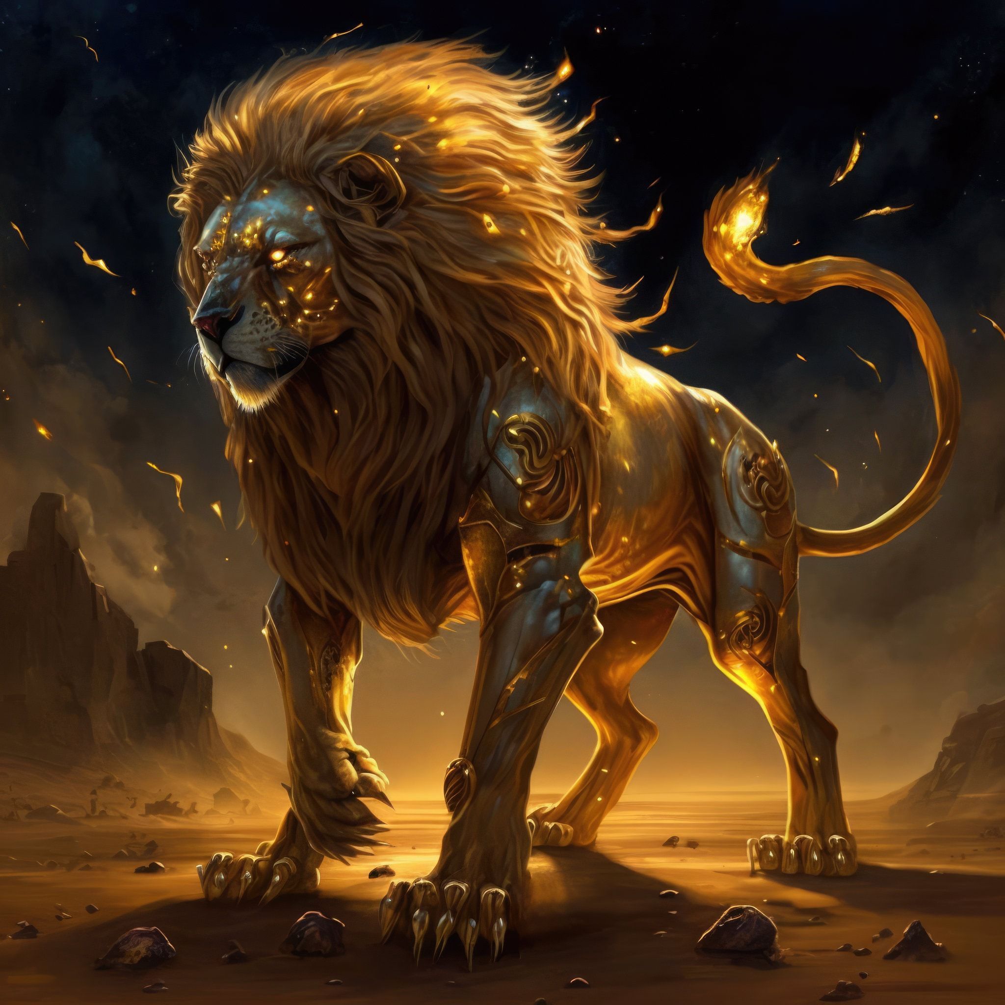 2048x2048 Golden Lion Download Instant Downloadable Wallpaper Digital