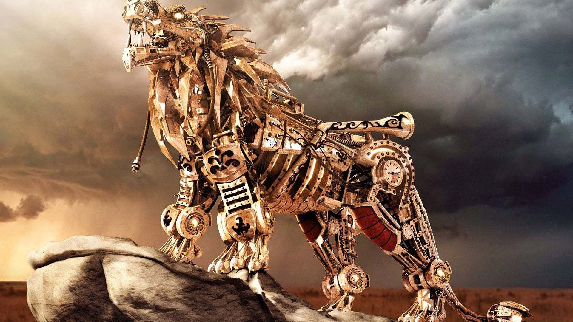 1920x1080 Download Golden Lion Robot Wallpaper
