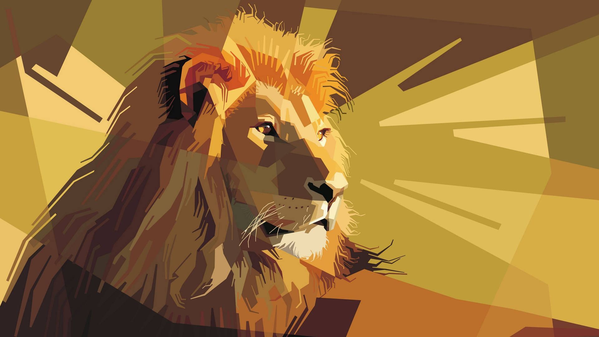 1920x1080 Download 4k Vector Golden Lion Wallpaper