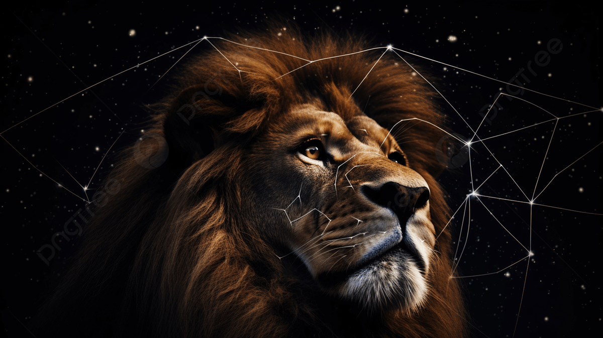 1200x673 Lion With Stars In His Head Behind Him Background, Picture Of The Constellation Leo Background Image And Wallpaper for Free Download