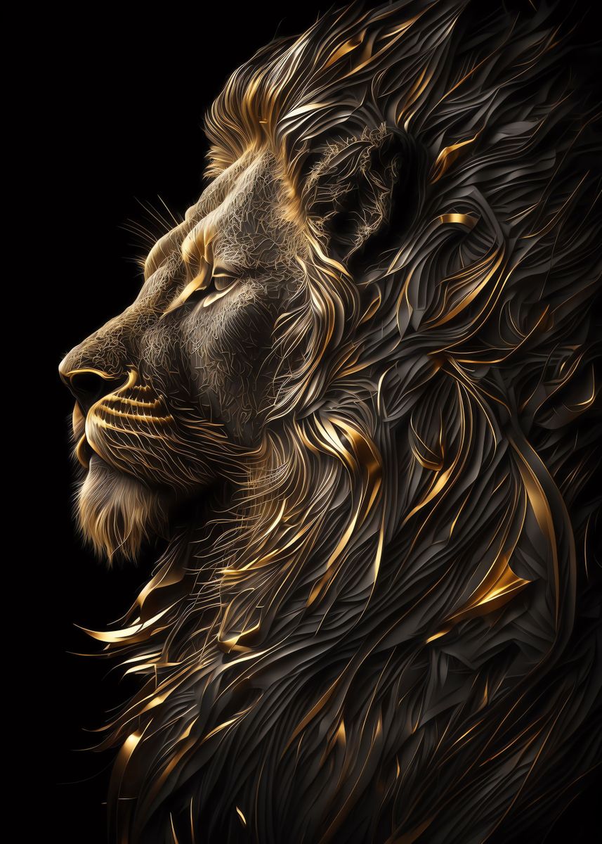 857x1200 Black and Gold Lions' Poster