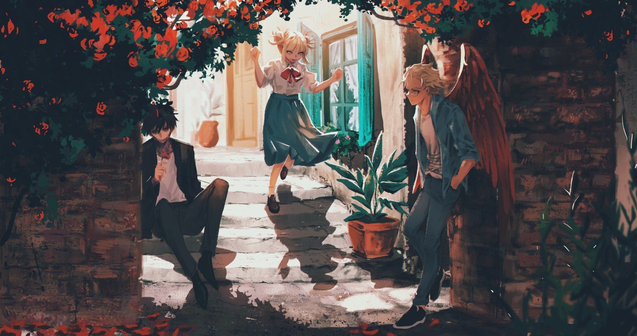 2123x1120 dabi and toga and hawks no Hero Academia achtergrond