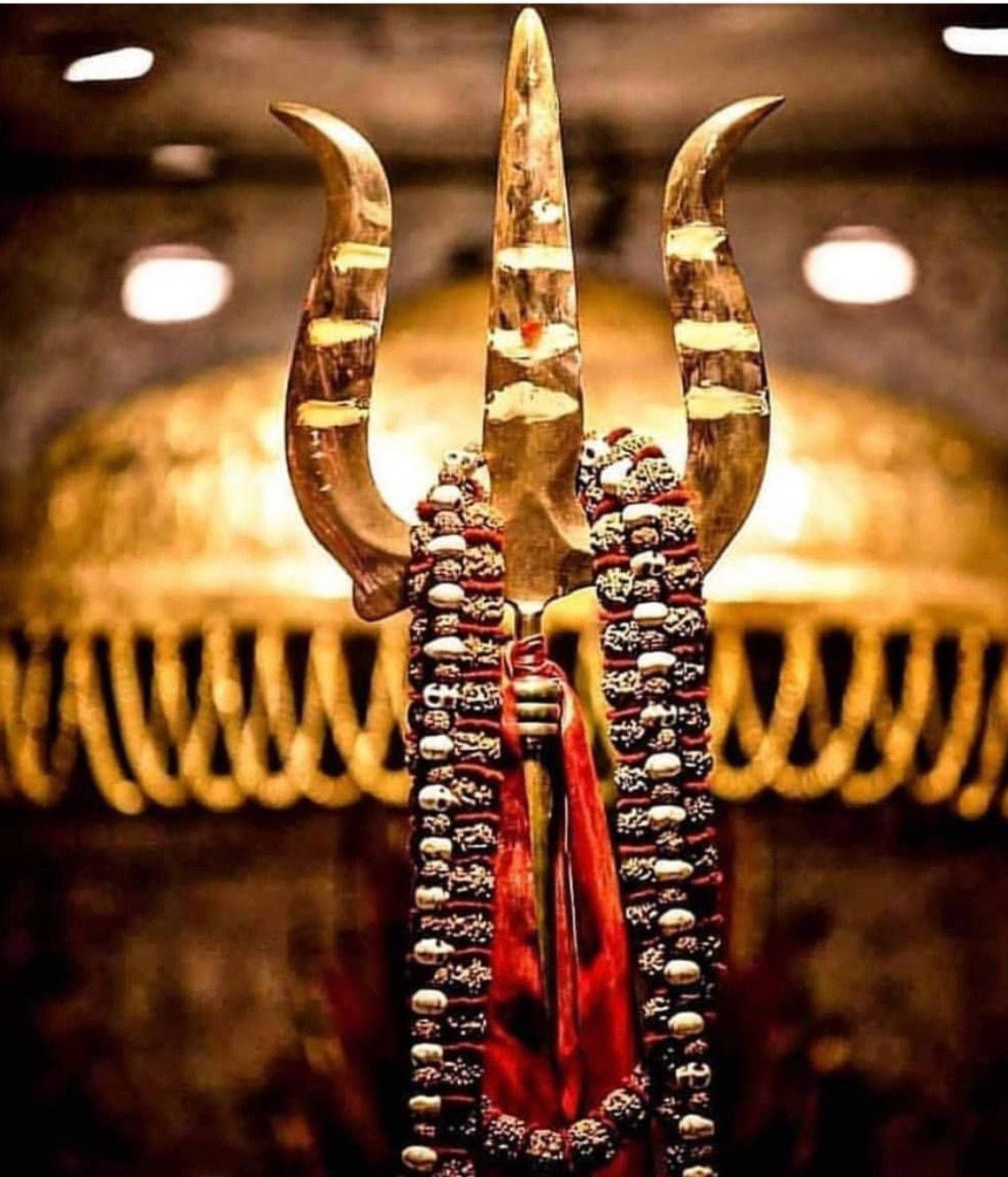 1138x1329 Download Gold Trishul Display Wallpaper