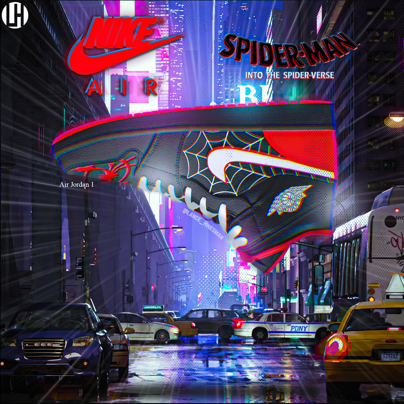 1614x1614 Spiderverse Themed Air Jordan 1 Shoe Design (Wallpaper in Conmments)