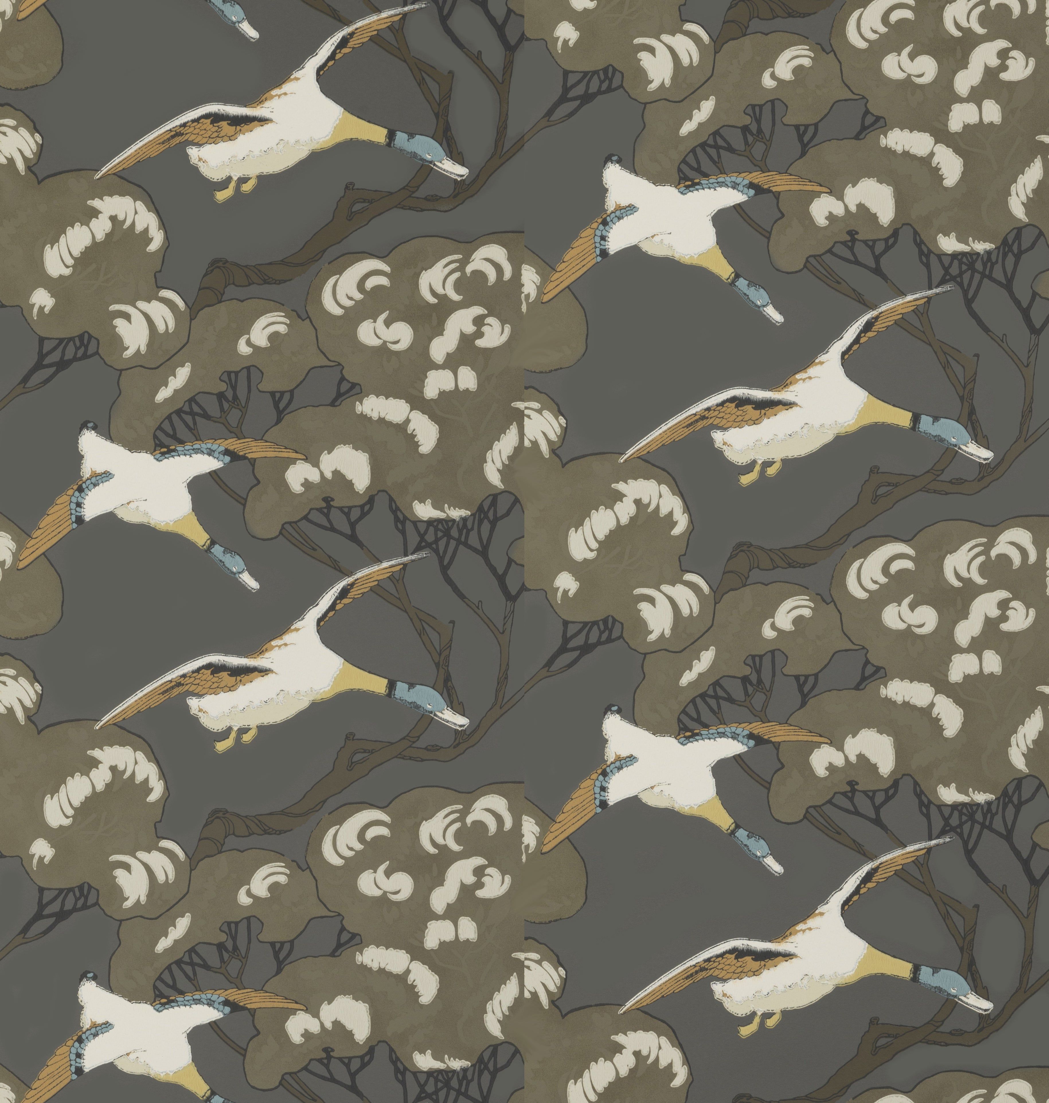 3659x3846 Mulberry Flying Ducks Charcoal Wallpaper