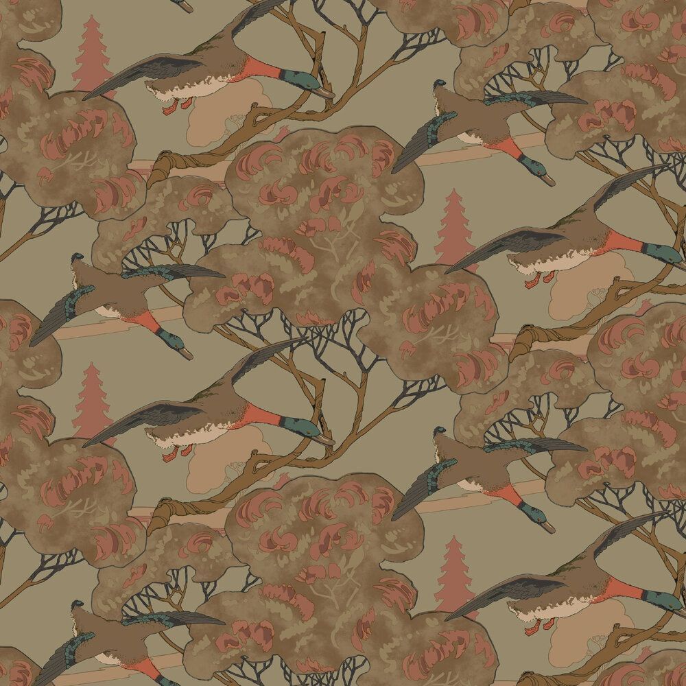 1000x1000 Grand Flying Ducks by Mulberry Home : Wallpaper Direct