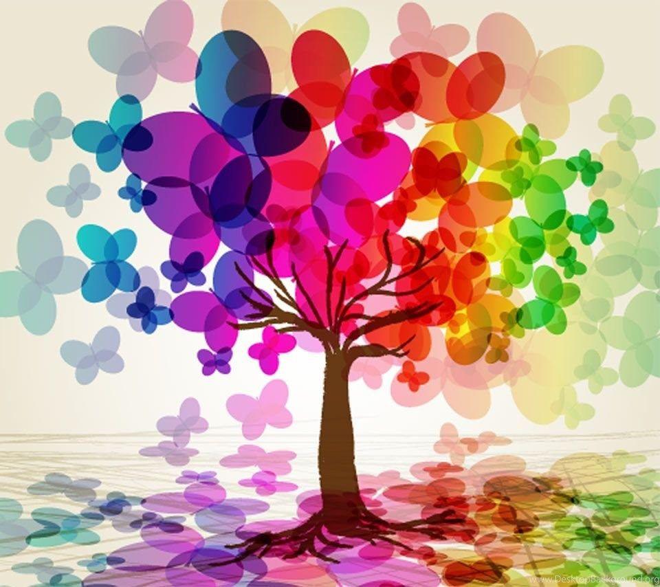 960x854 Colorful Rainbow Leaves Tablet Phone Wallpaper Background Album