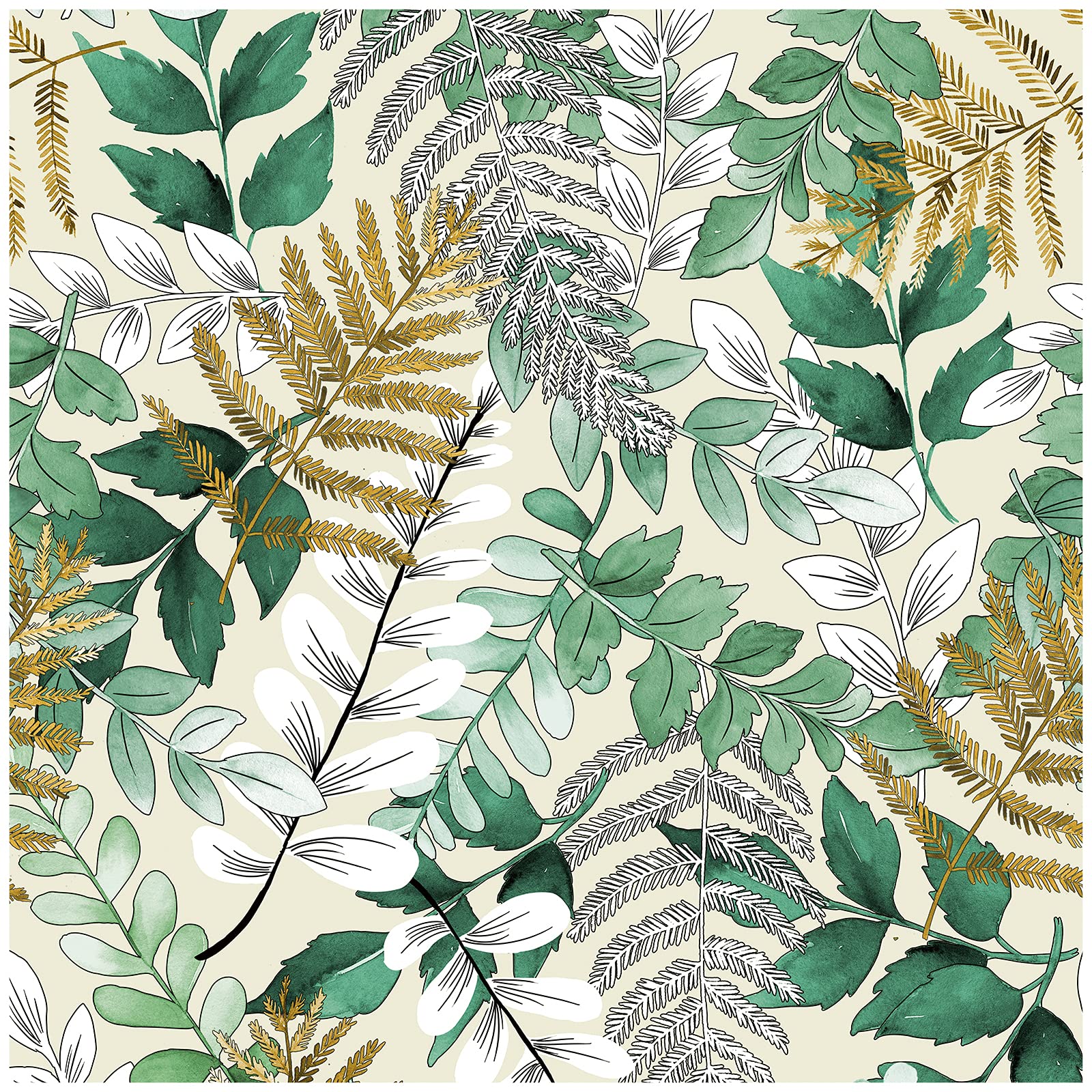 1600x1600 HAOKHOME 93060 Peel And Stick Leaves Forest Wallpaper Beige Green Tan Removable For Nursery Bedroom Decorations 17.7in X 118in