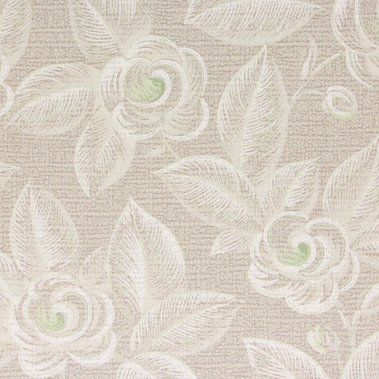 1280x1280 1940s Vintage Wallpaper White Green Flowers on Beige's Vintage Wallpaper