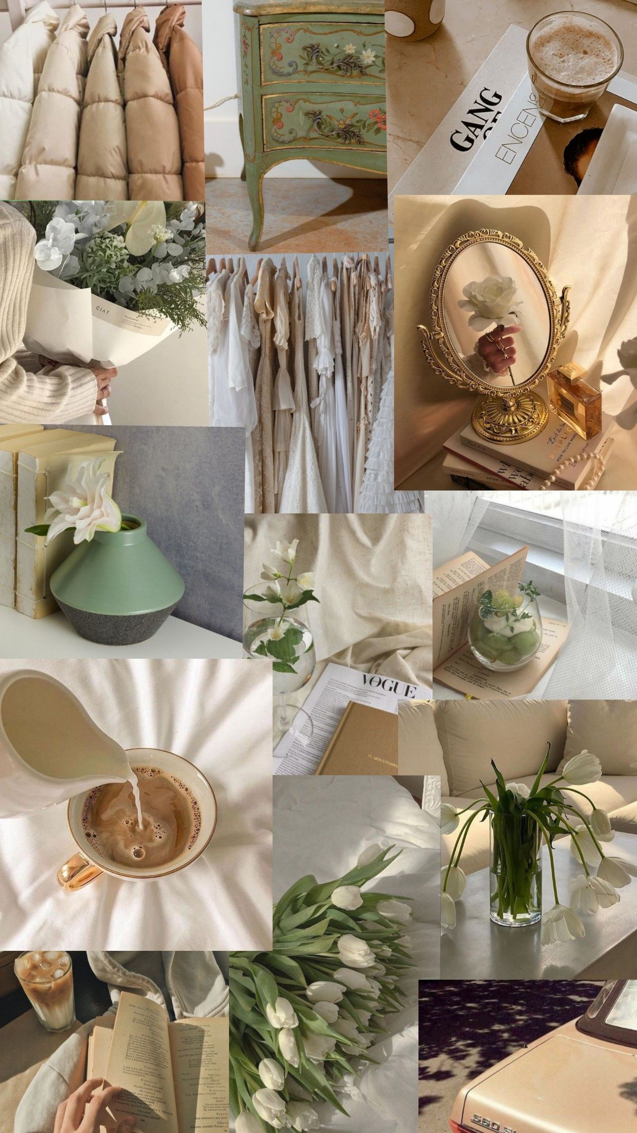 1288x2289 aesthetic beige and green wallpaper. White instagram theme, iPhone wallpaper green, Dark green aesthetic