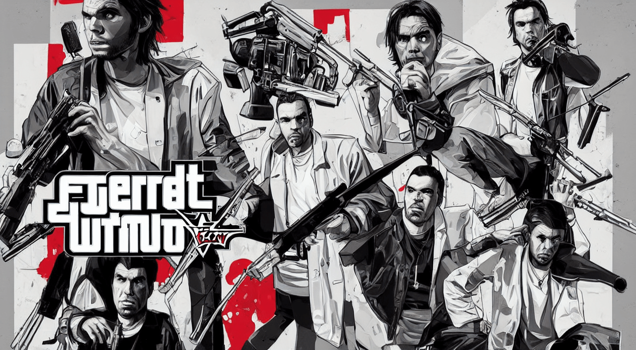 1280x704 prompthunt: Orelsan (2020) in a GTA V loading screen, cover art, posing solo, symmetrical face, in the style of Stephen Bliss, trending on artstation