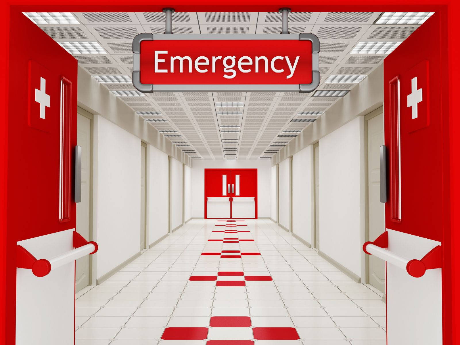 1600x1200 Download Red And White Hospital Emergency Ward Wallpaper