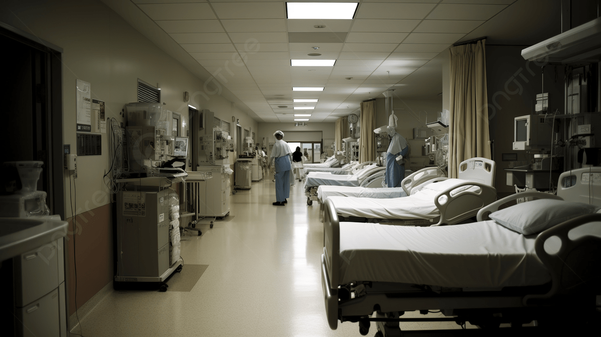 1200x673 Hospital Hallway Is Lined With Beds Background, Emergency Room Picture Of Patients Background Image And Wallpaper for Free Download