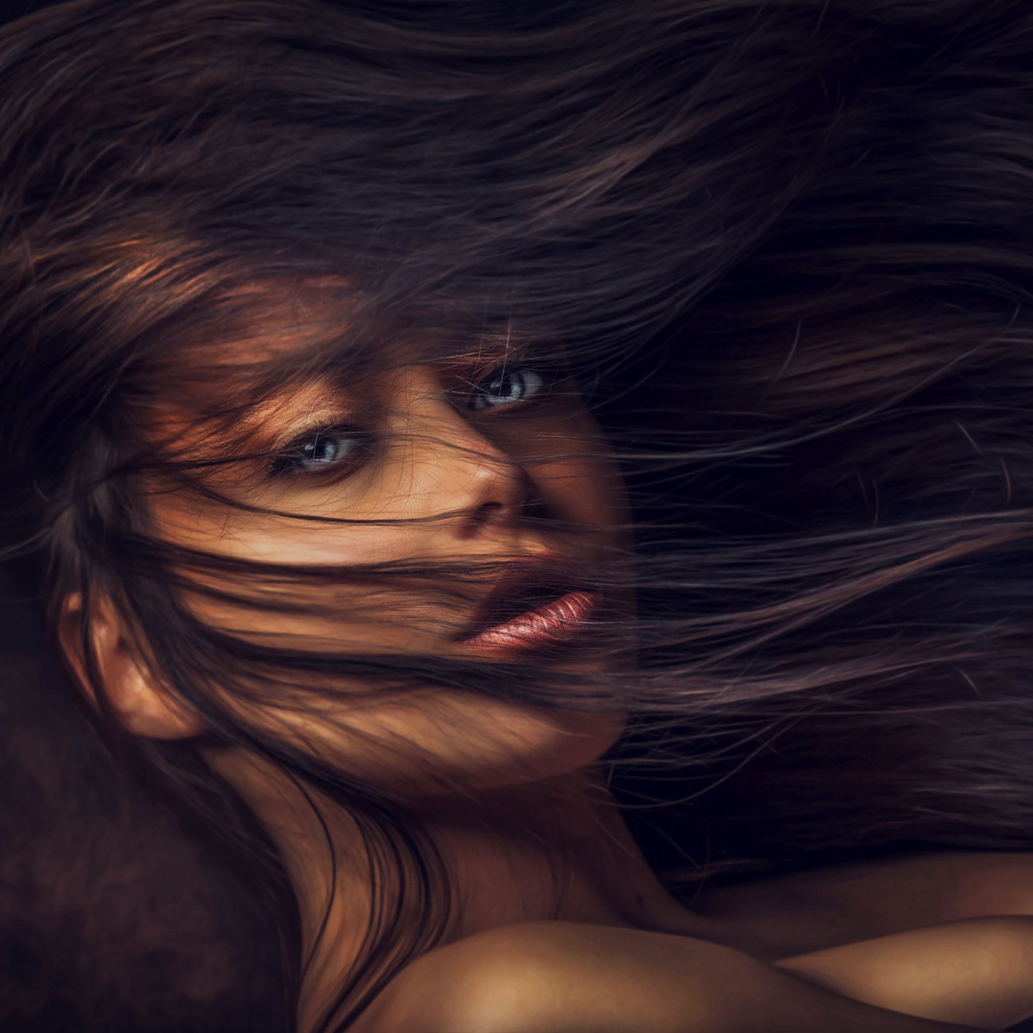 2048x2048 Beautiful woman Wallpaper 4K, Hair, Portrait, Face