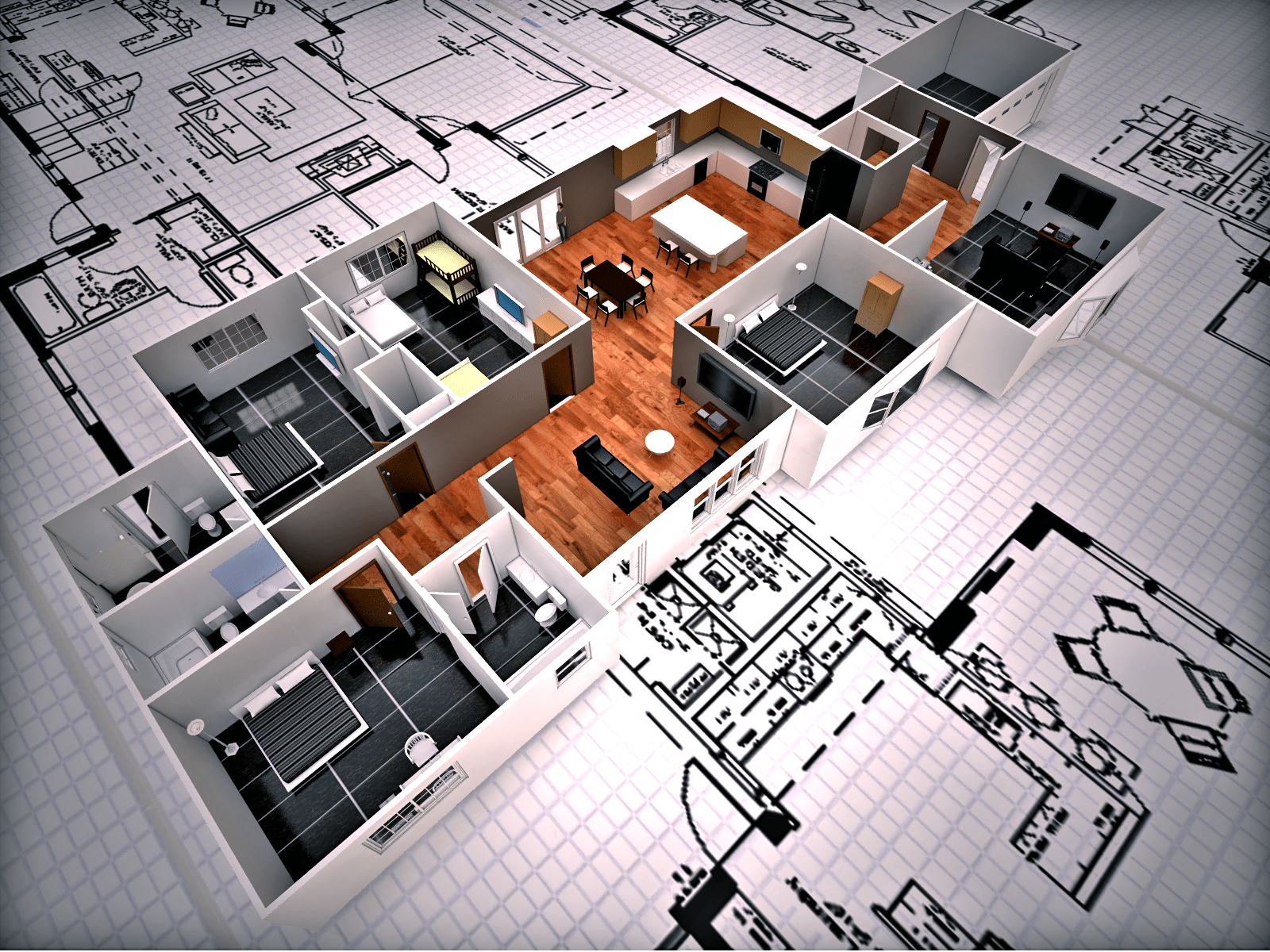 1600x1200 floor plan in 3D. Floorplans 3DD VisualisationD Renderings