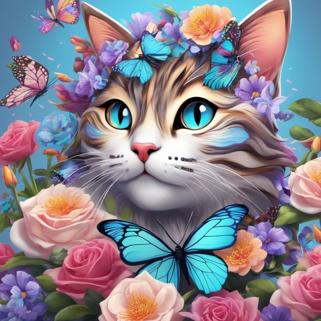 1024x1024 Flowers. Ugly cats.an ugly butterfly. two heads