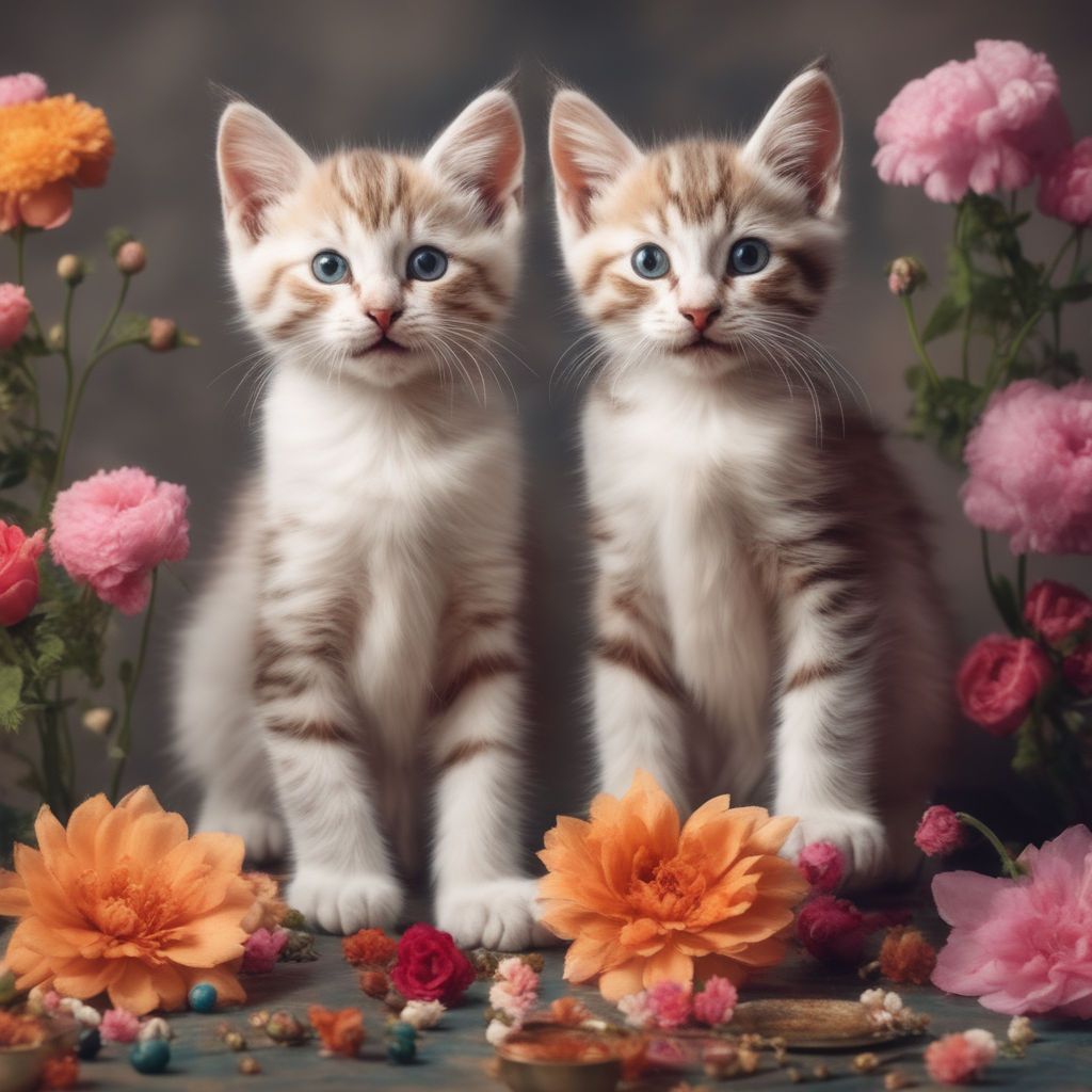 1024x1024 Flowers. Ugly cats.an ugly butterfly. two heads