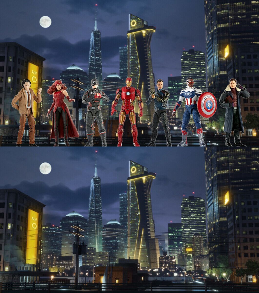 1062x1200 6&; MCU Marvel Legends Series Iron Man Avengers Retro Figure Diorama Backdrop