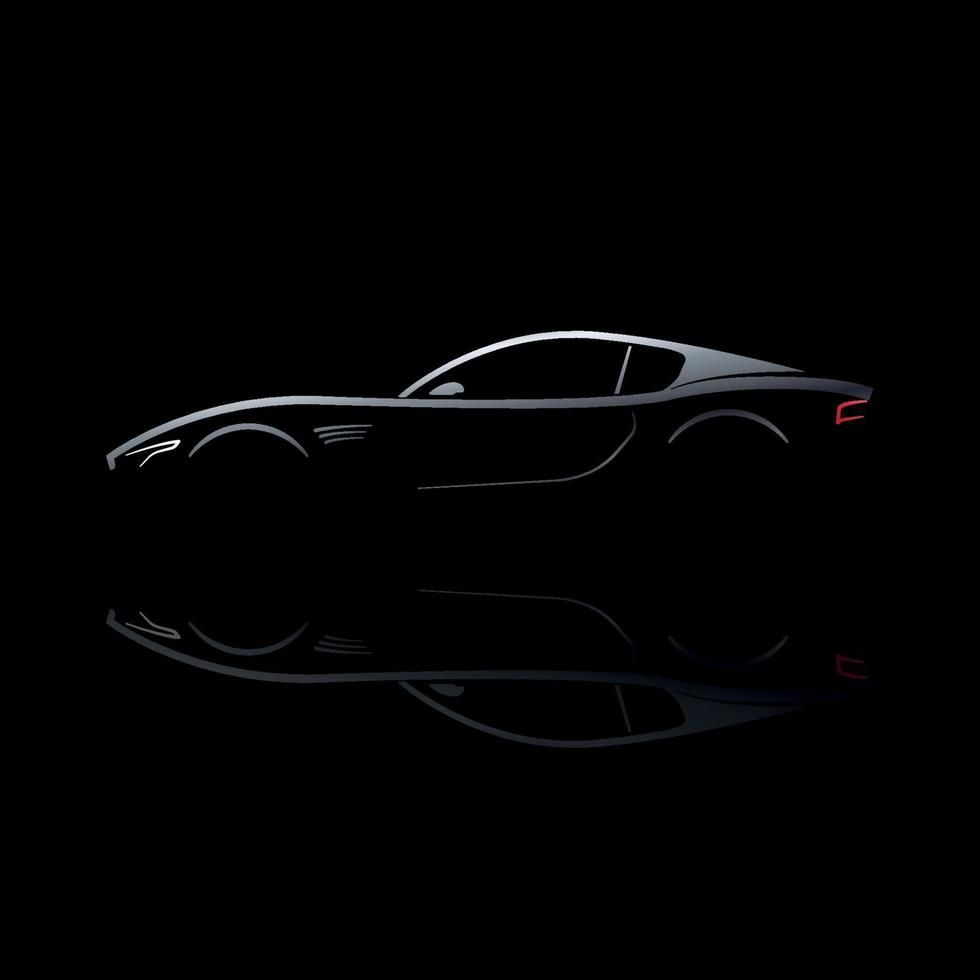 980x980 Grey car silhouette with reflection on black background. Car silhouette, Black background, Grey car