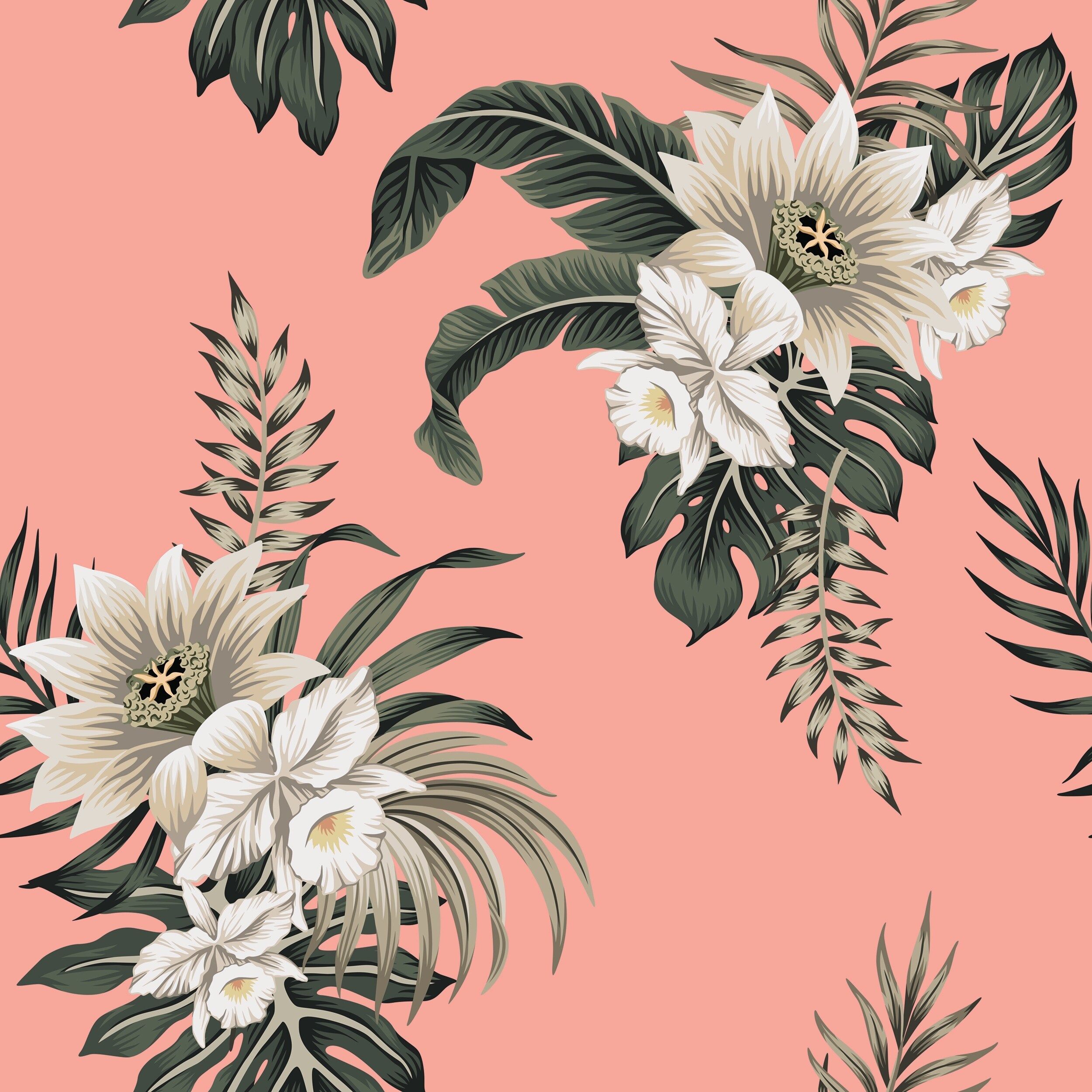 2500x2500 Salmon Red Columbine Bouquet Peel and Stick wallpaper'ft H x 24''inch W Bath & Beyond
