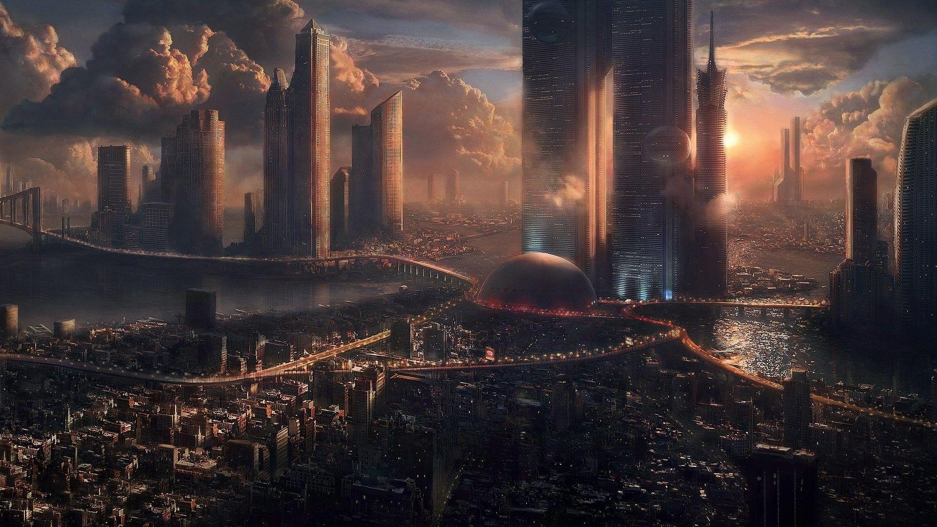 1920x1080 Burning City HD Wallpaper