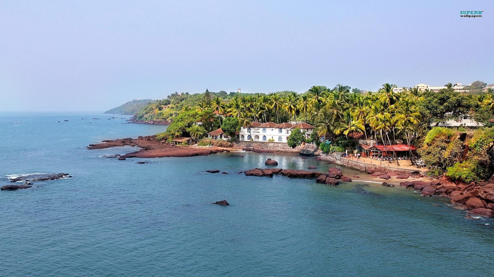 1920x1080 Wallpaper / resort, beach, 1080P, nature and landscapes, india, trees, goa free download