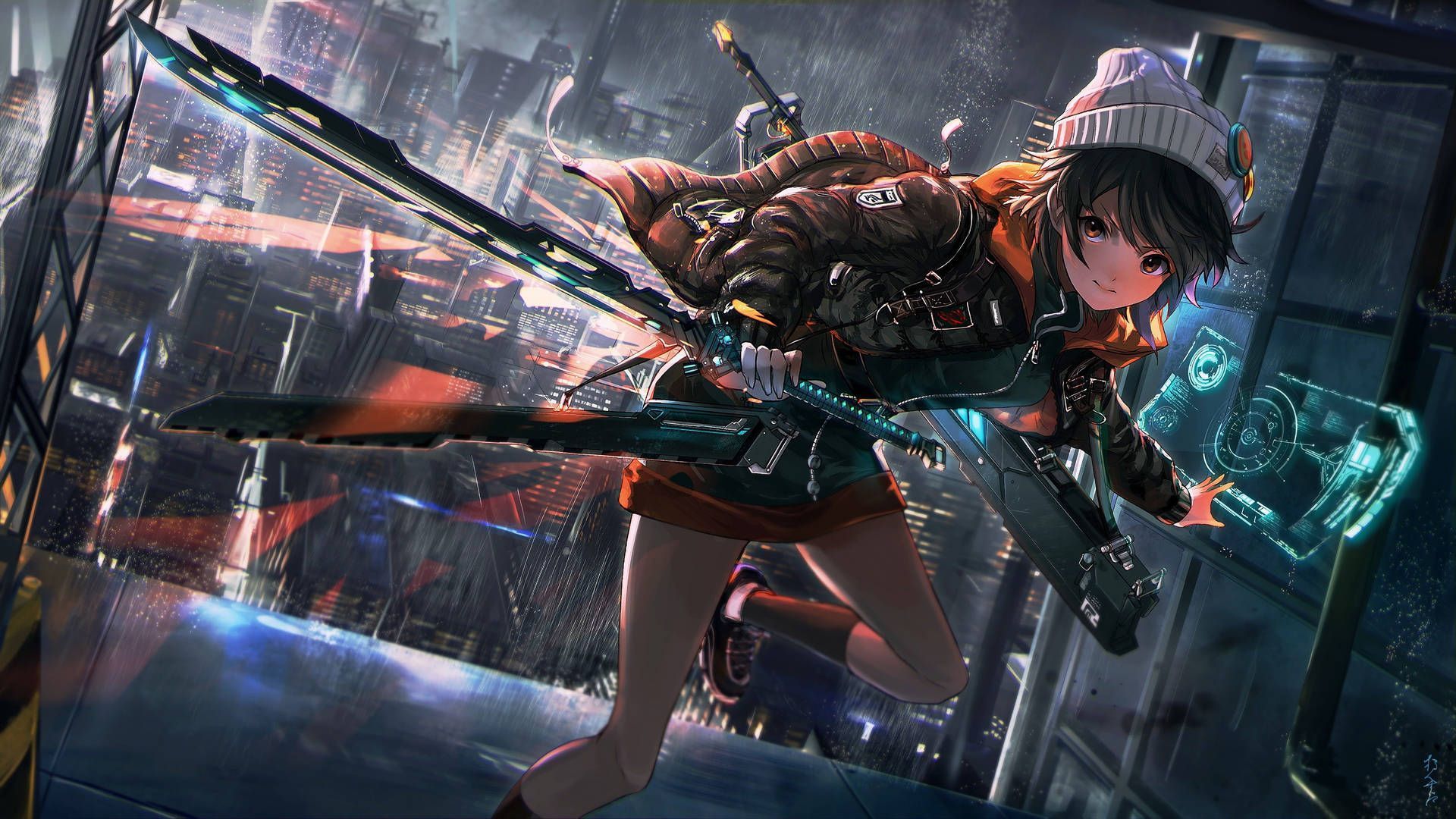 1920x1080 Download Anime Gaming Futuristic Bladed Boy Wallpaper
