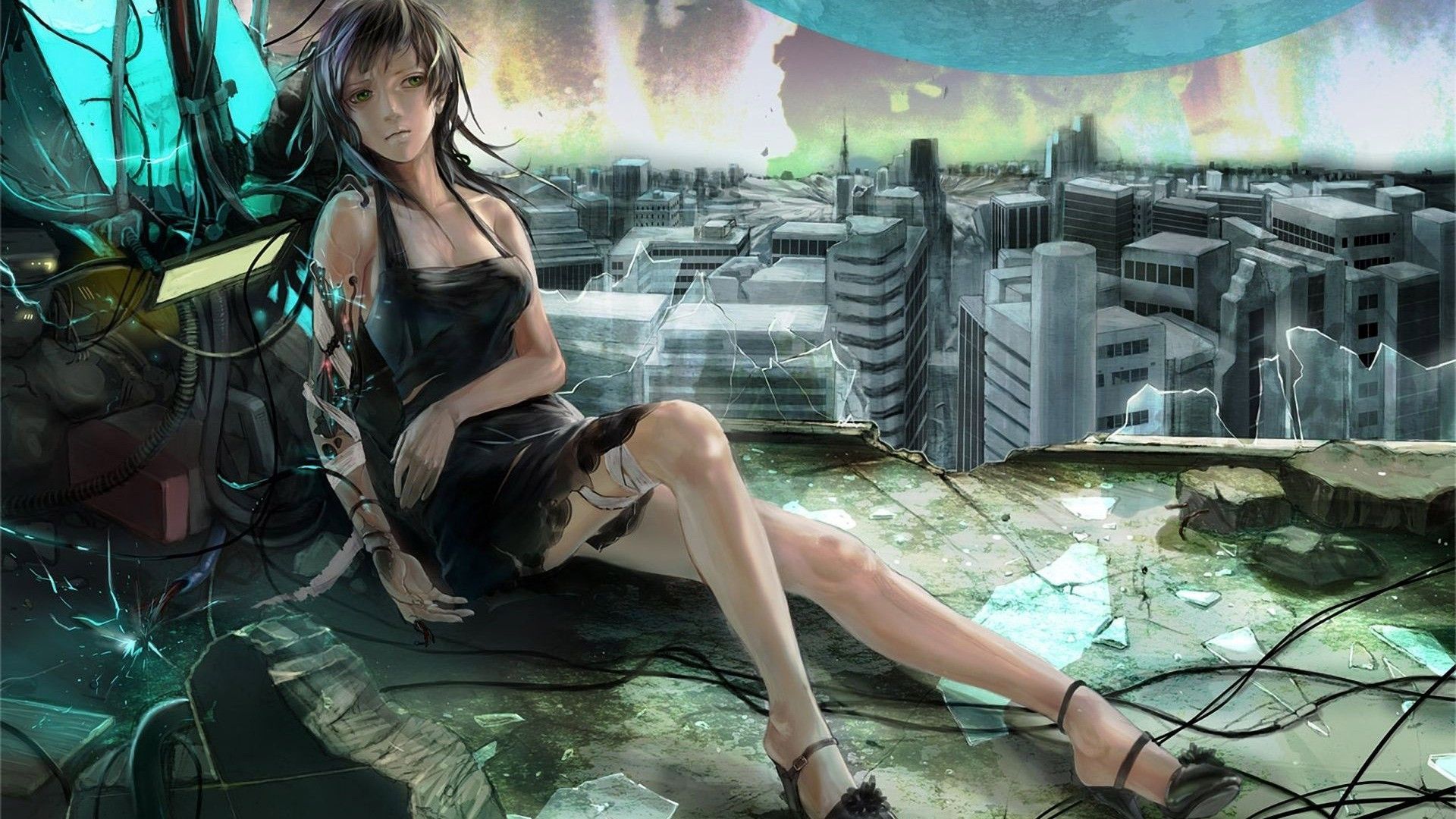 1920x1080 fantasy art, futuristic, concept art, city, artwork, robot (1920x1080px) on