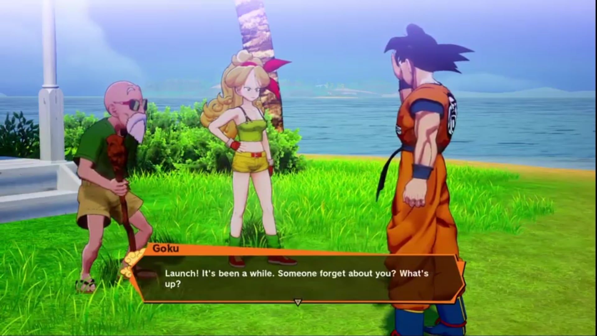 1920x1080 Goku talks about akira toriyama and asks launch if some one forgot about her, I think he's referring to akira forgot to put launch in dragon ball super, idk if it's a