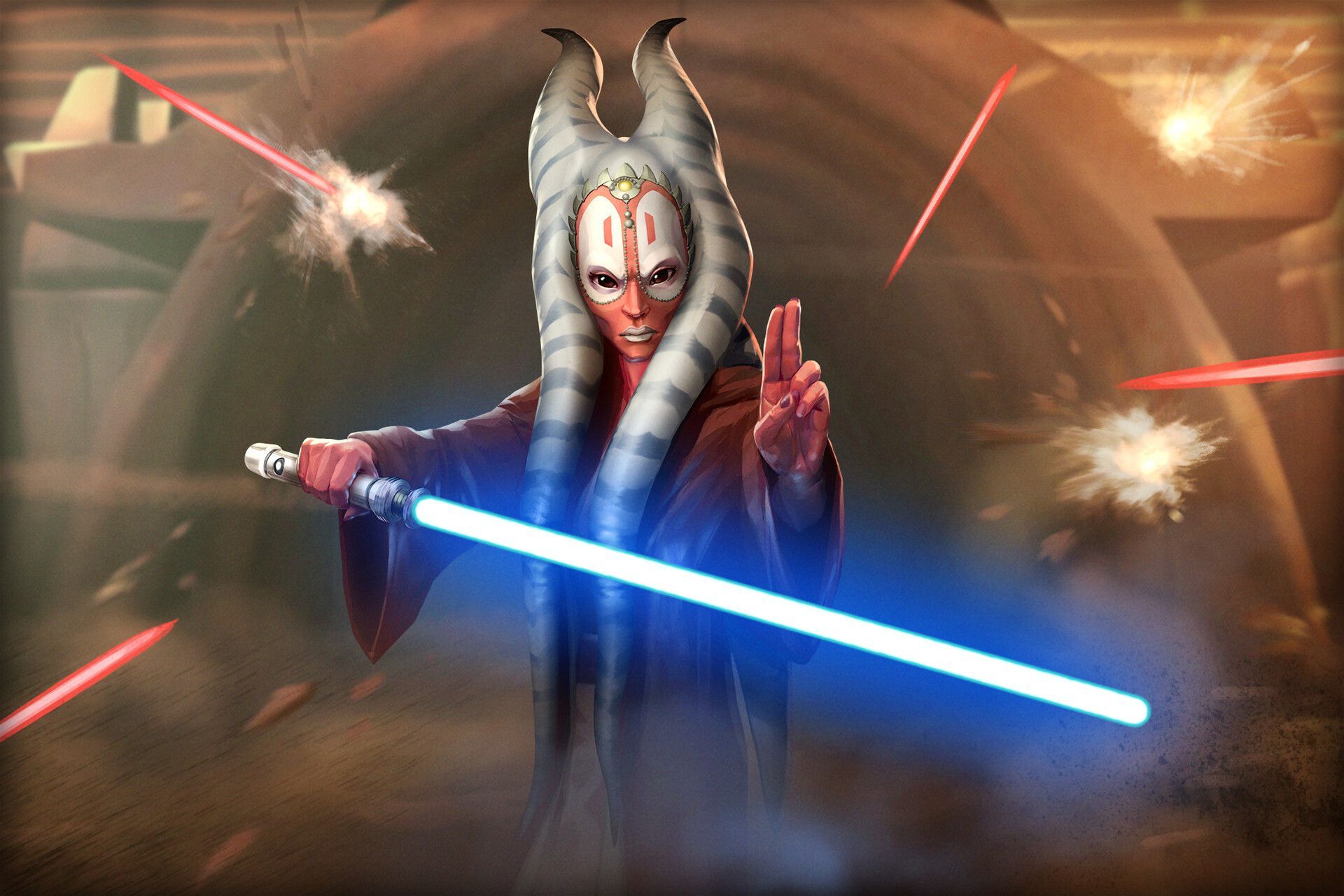 1920x1280 Star Wars Handmade Oil Painting Shaak Ti Jedi Portrait Fan Art Home Decor
