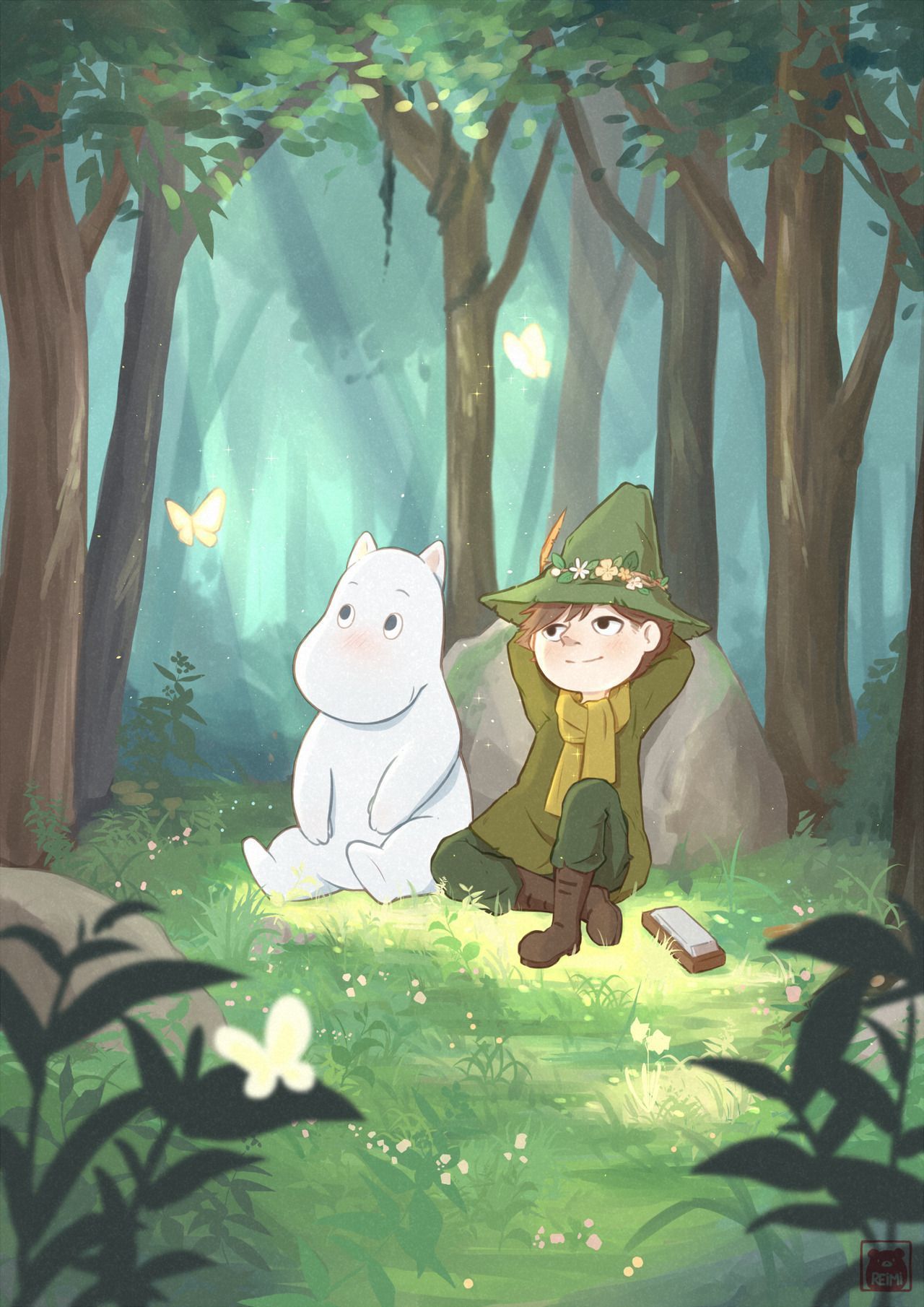 1280x1810 Happy Moomin and Snufkin