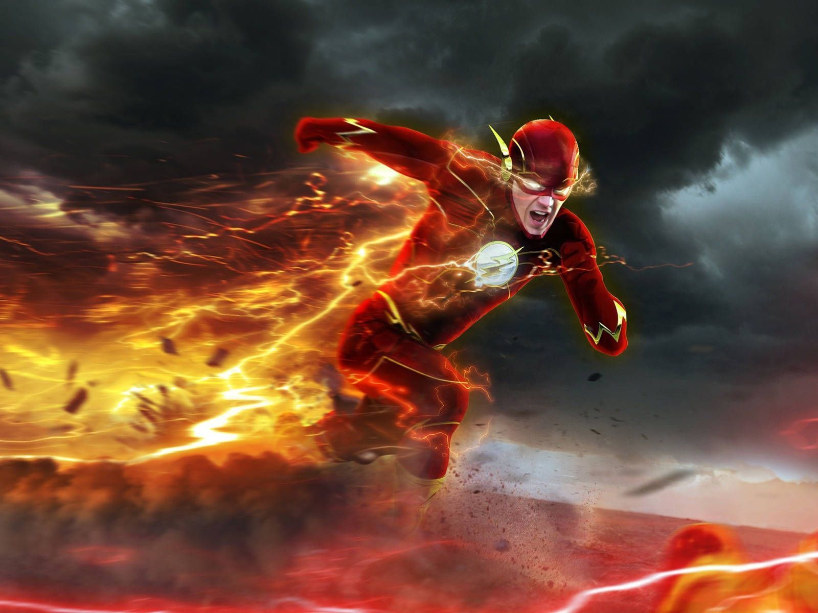 1600x1200 Download Grant Gustin The Flash Movie Superhuman Speed Wallpaper