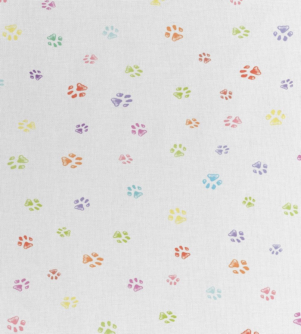 1000x1111 Colorful Paw Prints Cross Stitch Fabric