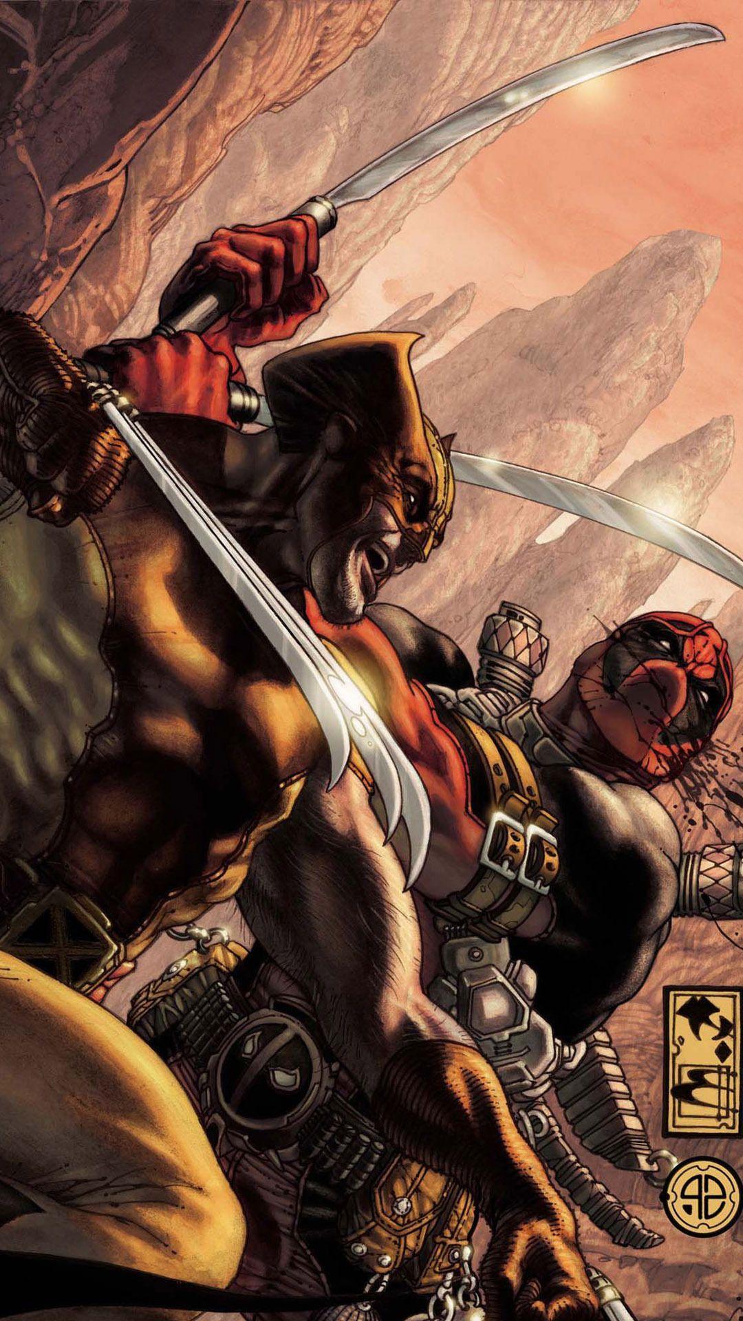1080x1920 Wolverine Vs Deadpool Wallpaper
