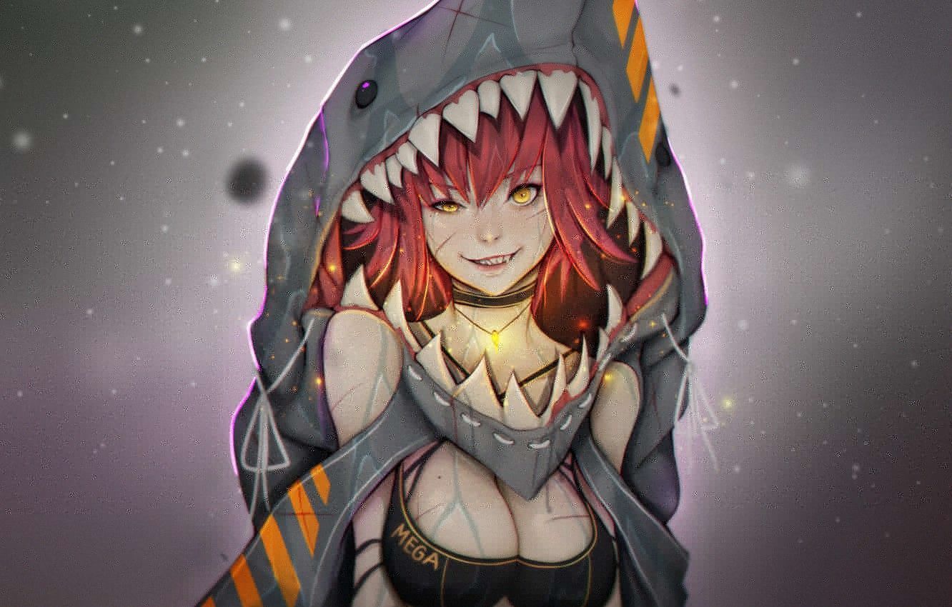 1332x850 Anime Shark Girl Wallpaper