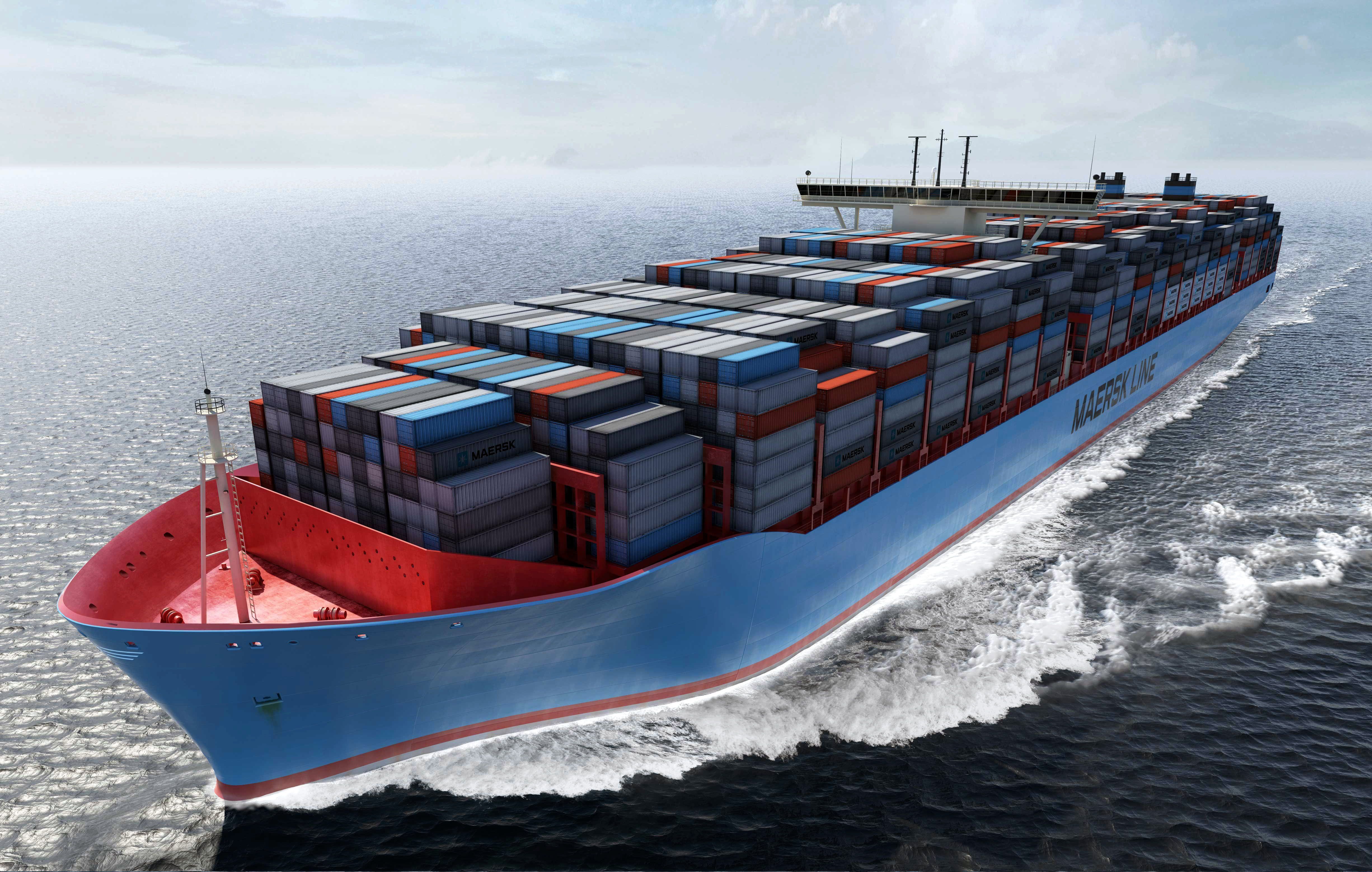 4903x3115 blue cargo ship #Water #Sea #Board #Case The ship #Graphics A container ship #Tank On the go #Cargo #Container #Maersk. Cargo shipping, Maersk line, Fleet market