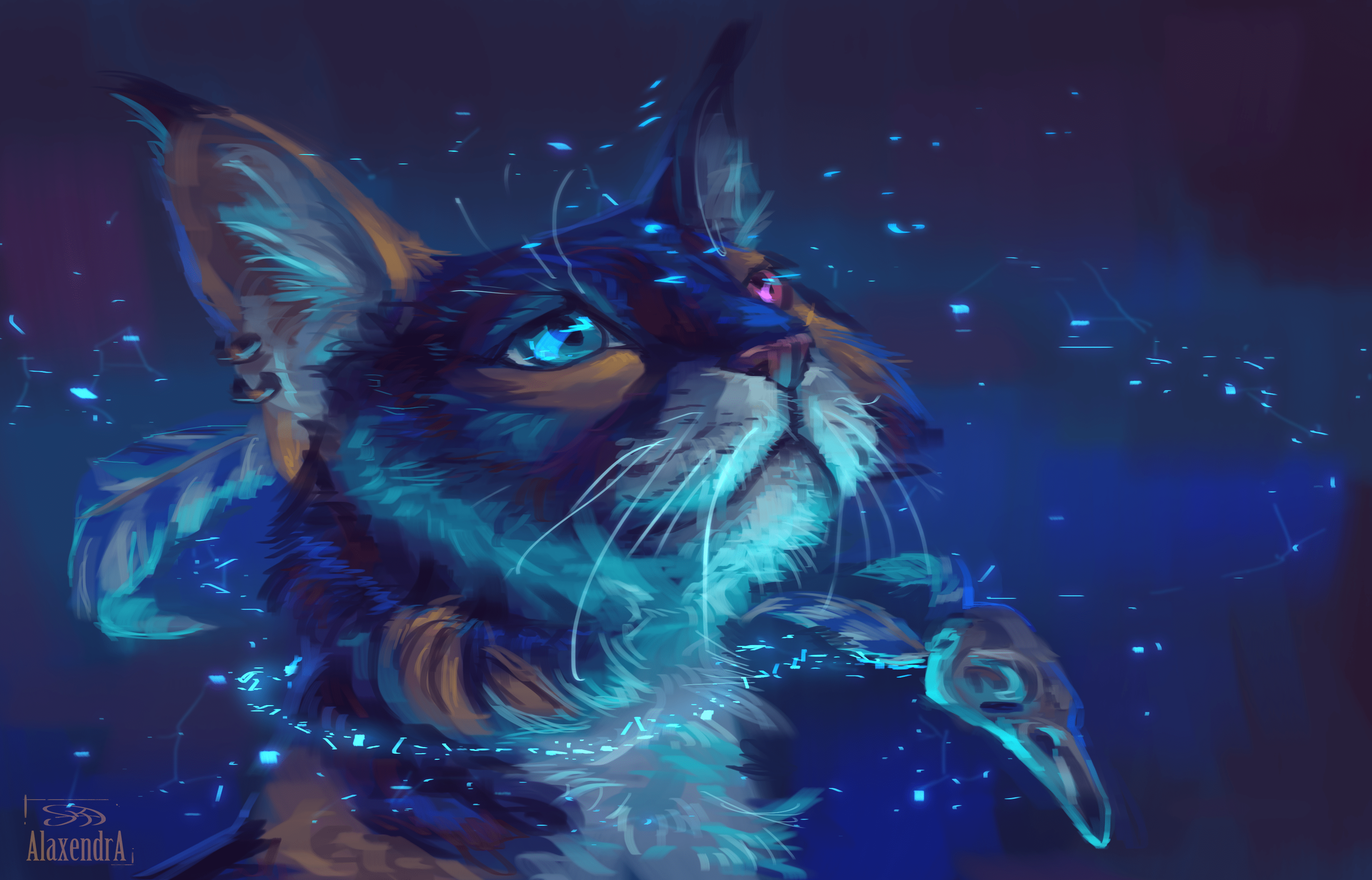 3500x2244 Fantasy Cat HD Wallpaper by Александра Кожанова