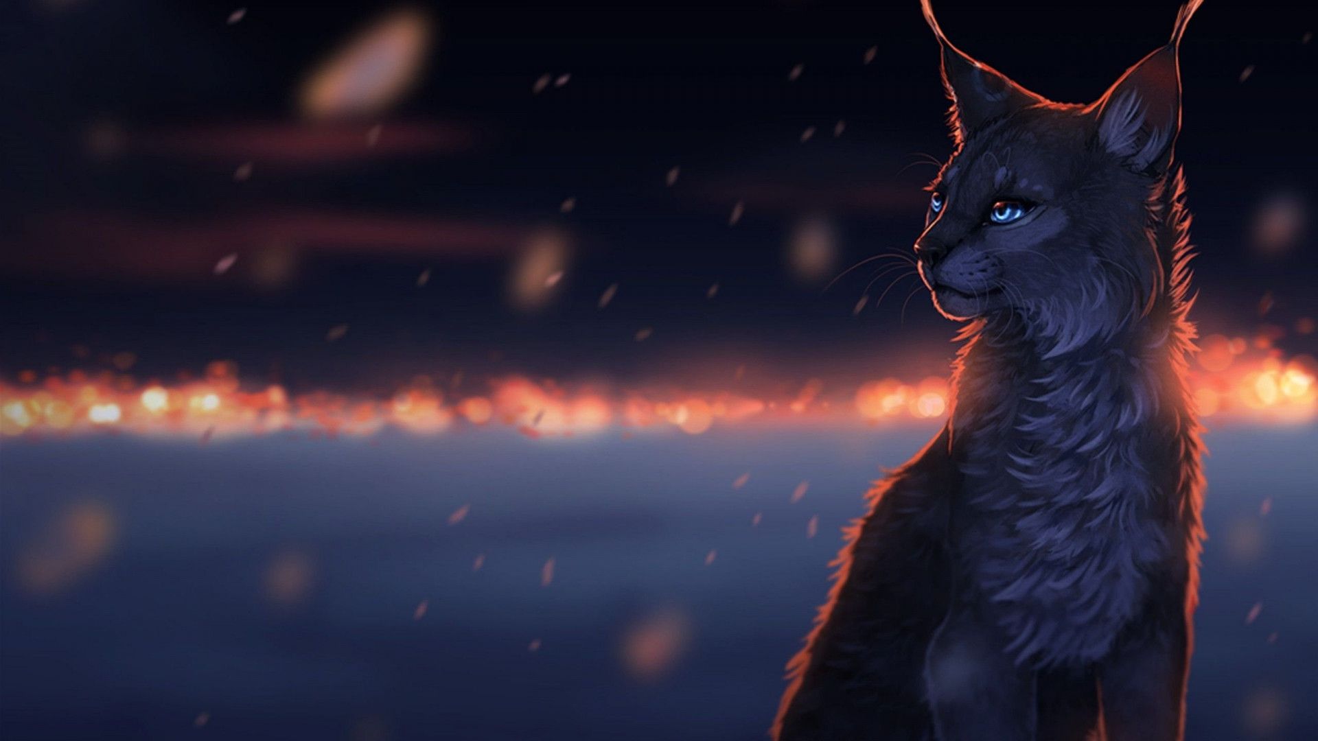 1920x1080 Fantasy Cat Dark Wallpaper 111188