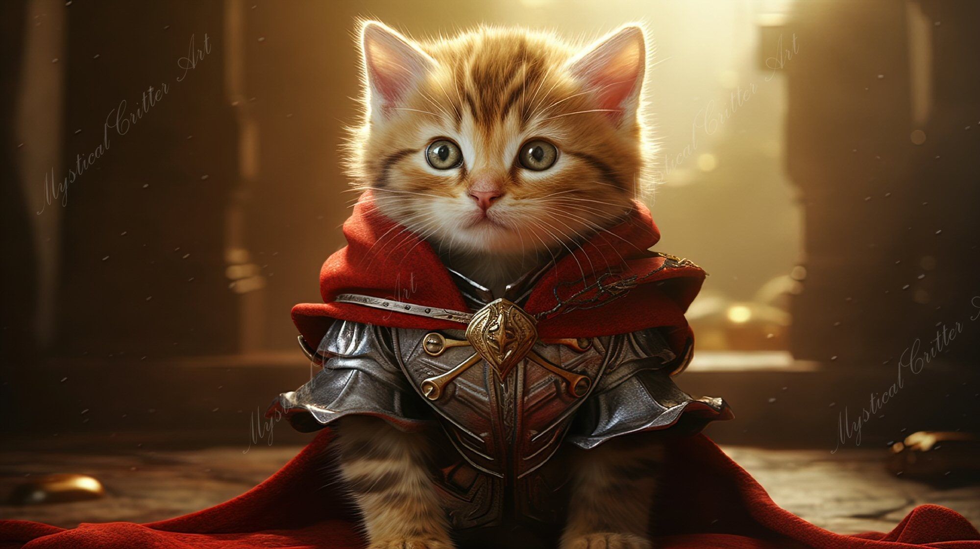 2000x1121 Medieval Fantasy Cats III Digital Image Desktop Background